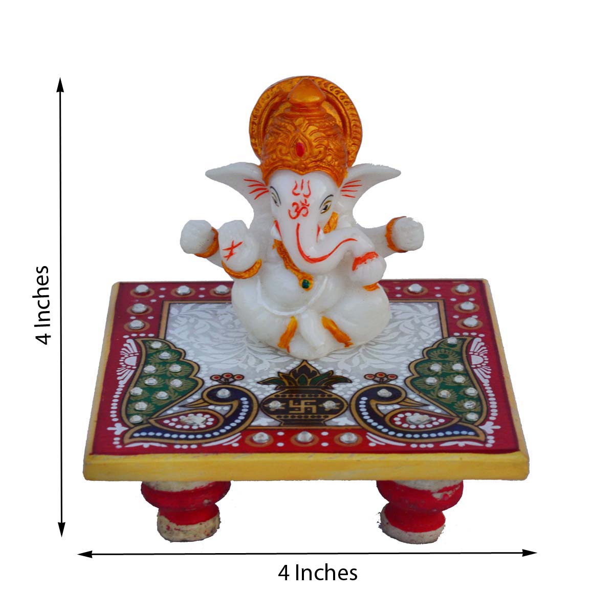 Designer Bhaiya Bhabhi Rakhi with Lord Ganesha Marble Chowki and Roli Tikka Matki 1