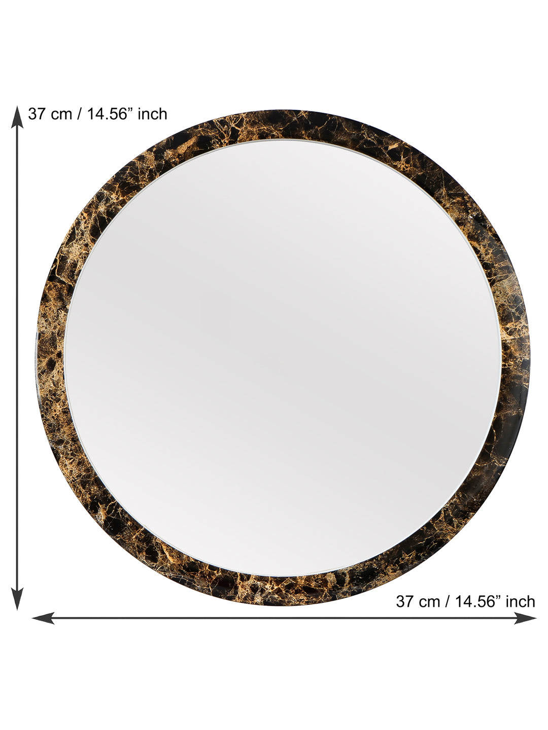 Black Unique Design Stylish Plastic Fiber Round Shape Mirror (37*37*4 cm) 3