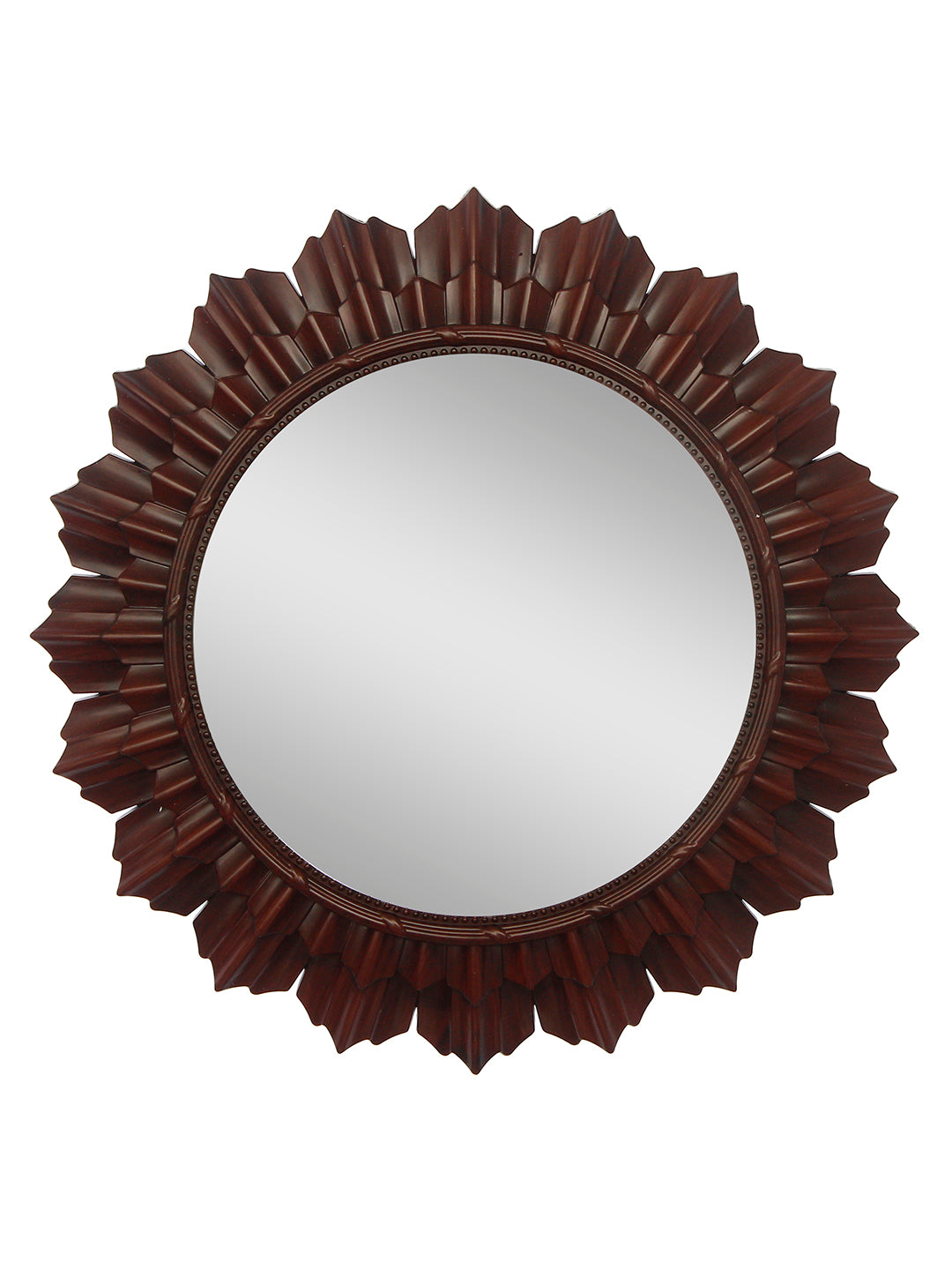 Beautiful Stylish Plastic Fiber Round Wall Mount Mirror (40*40*6 cm, Brown) 2