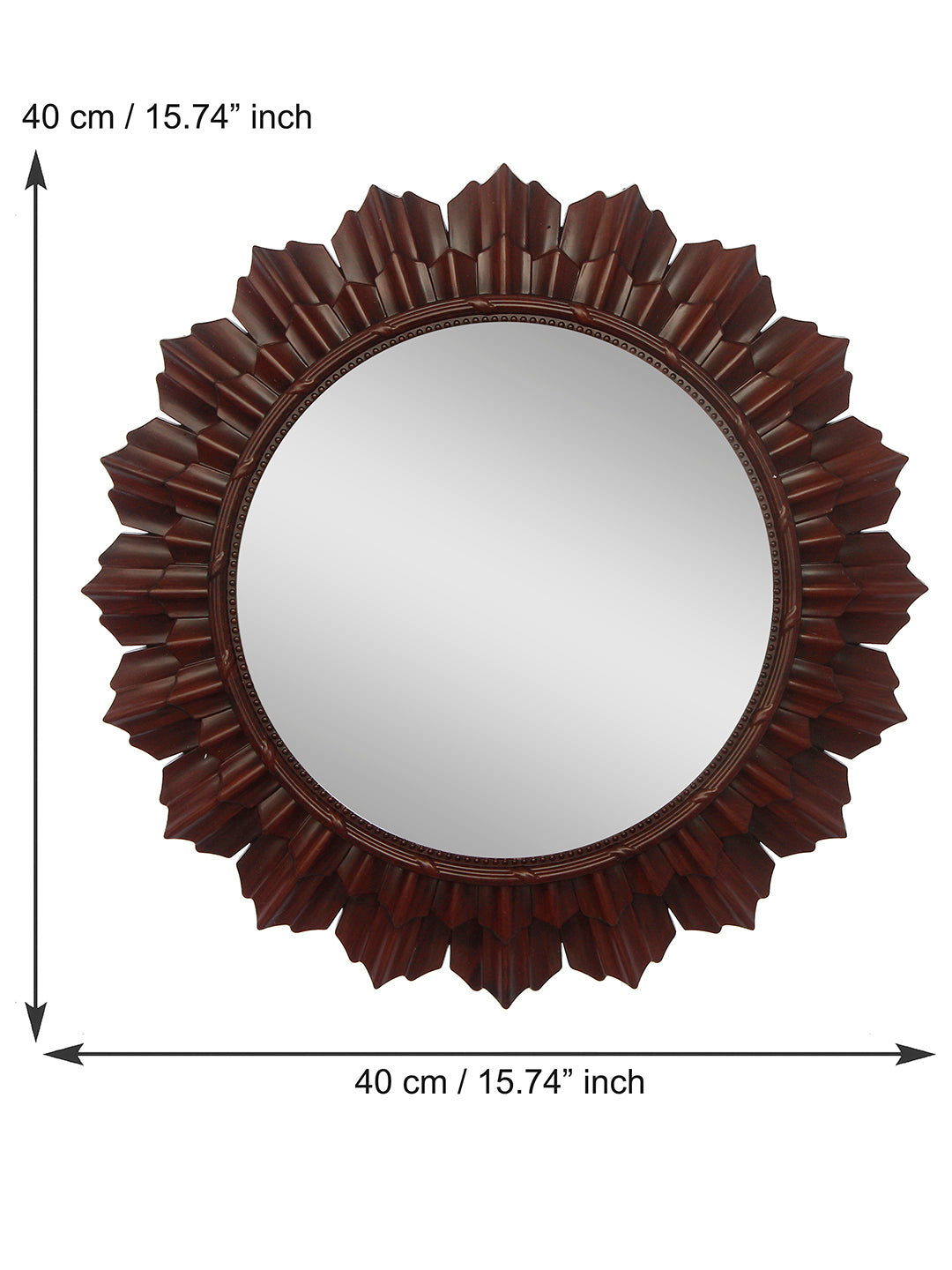 Beautiful Stylish Plastic Fiber Round Wall Mount Mirror (40*40*6 cm, Brown) 3