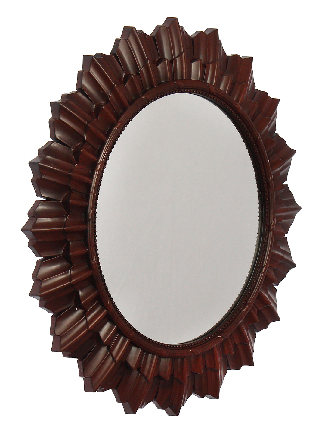 Beautiful Stylish Plastic Fiber Round Wall Mount Mirror (40*40*6 cm, Brown) 4