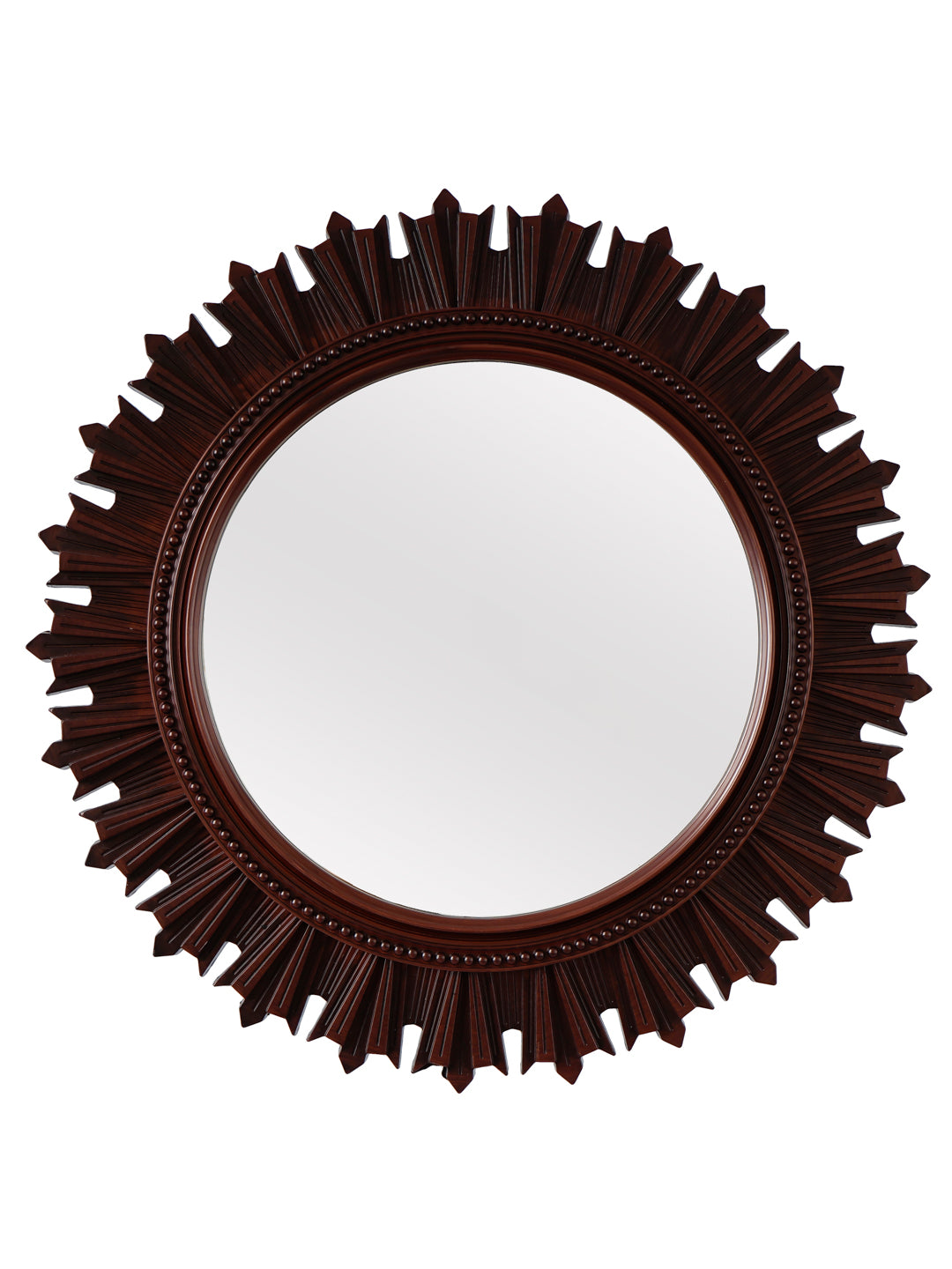 Beautiful Design Stylish Brown Plastic Fiber Round Shape Mirror (40*40*4 cm) 2