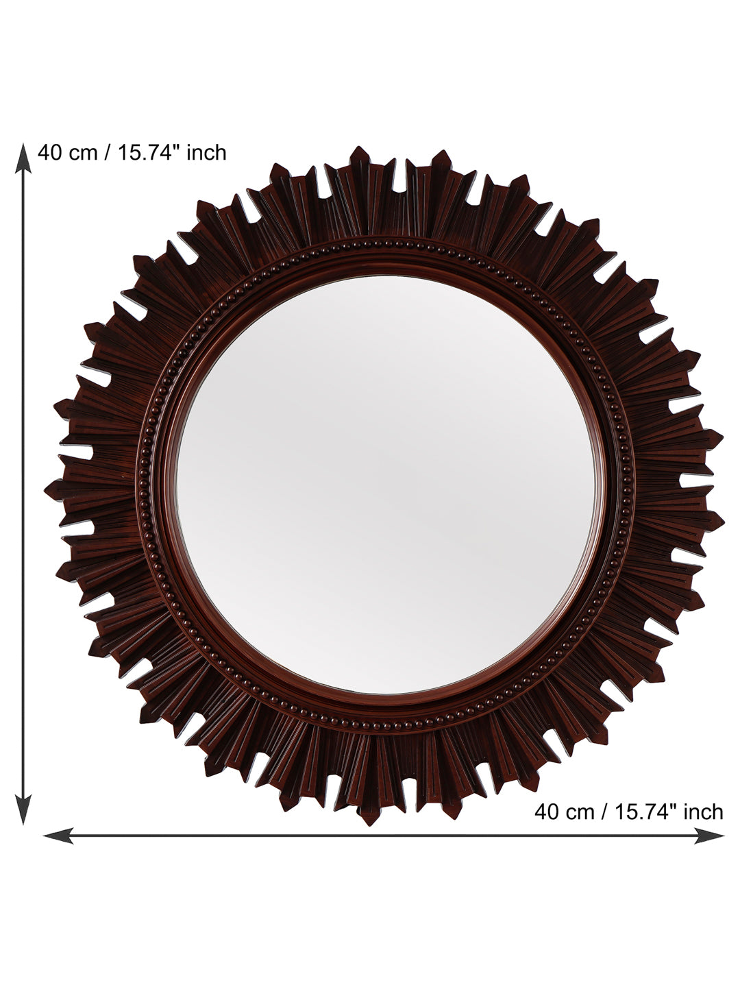 Beautiful Design Stylish Brown Plastic Fiber Round Shape Mirror (40*40*4 cm) 3