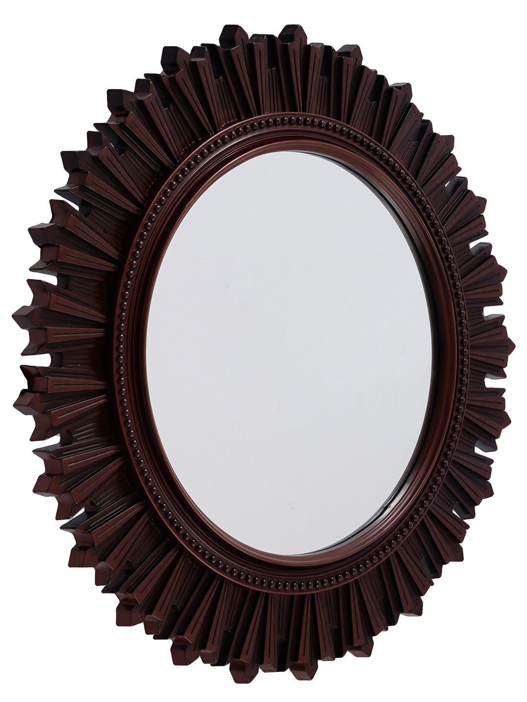 Beautiful Design Stylish Brown Plastic Fiber Round Shape Mirror (40*40*4 cm) 4