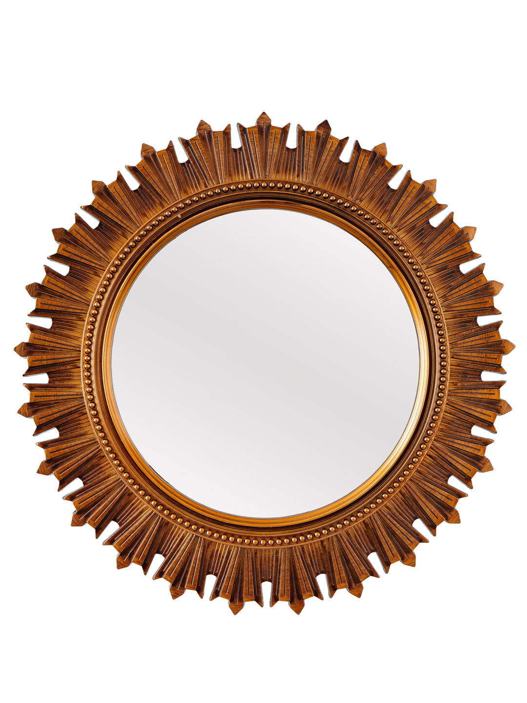 Beautiful Design Stylish Gold Plastic Fiber Round Shape Mirror (40*40*4 cm) 2