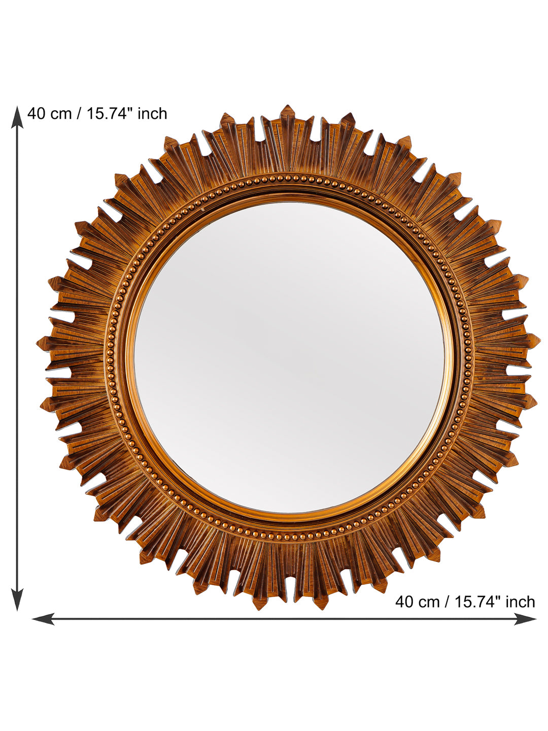 Beautiful Design Stylish Gold Plastic Fiber Round Shape Mirror (40*40*4 cm) 3