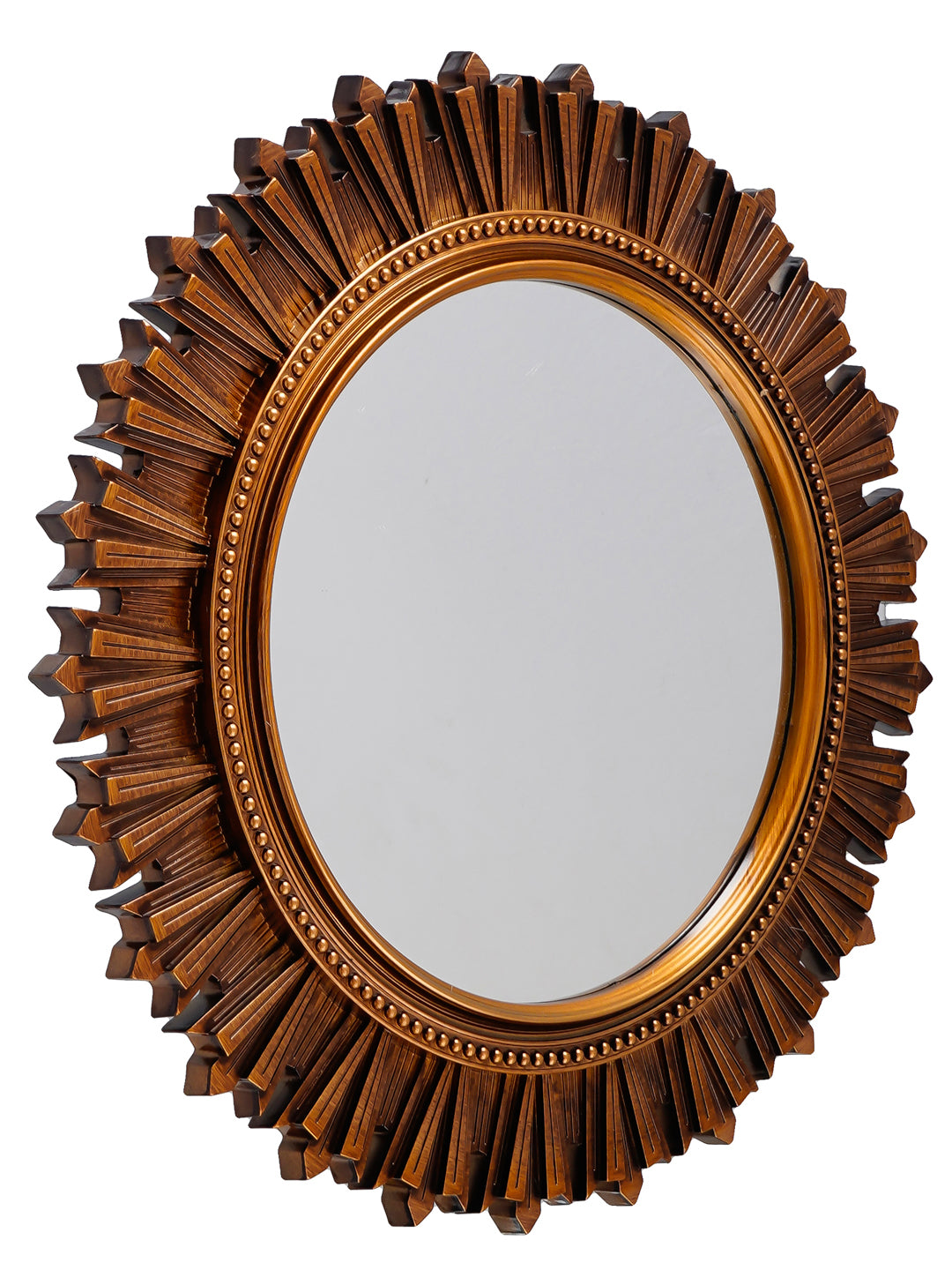 Beautiful Design Stylish Gold Plastic Fiber Round Shape Mirror (40*40*4 cm) 4