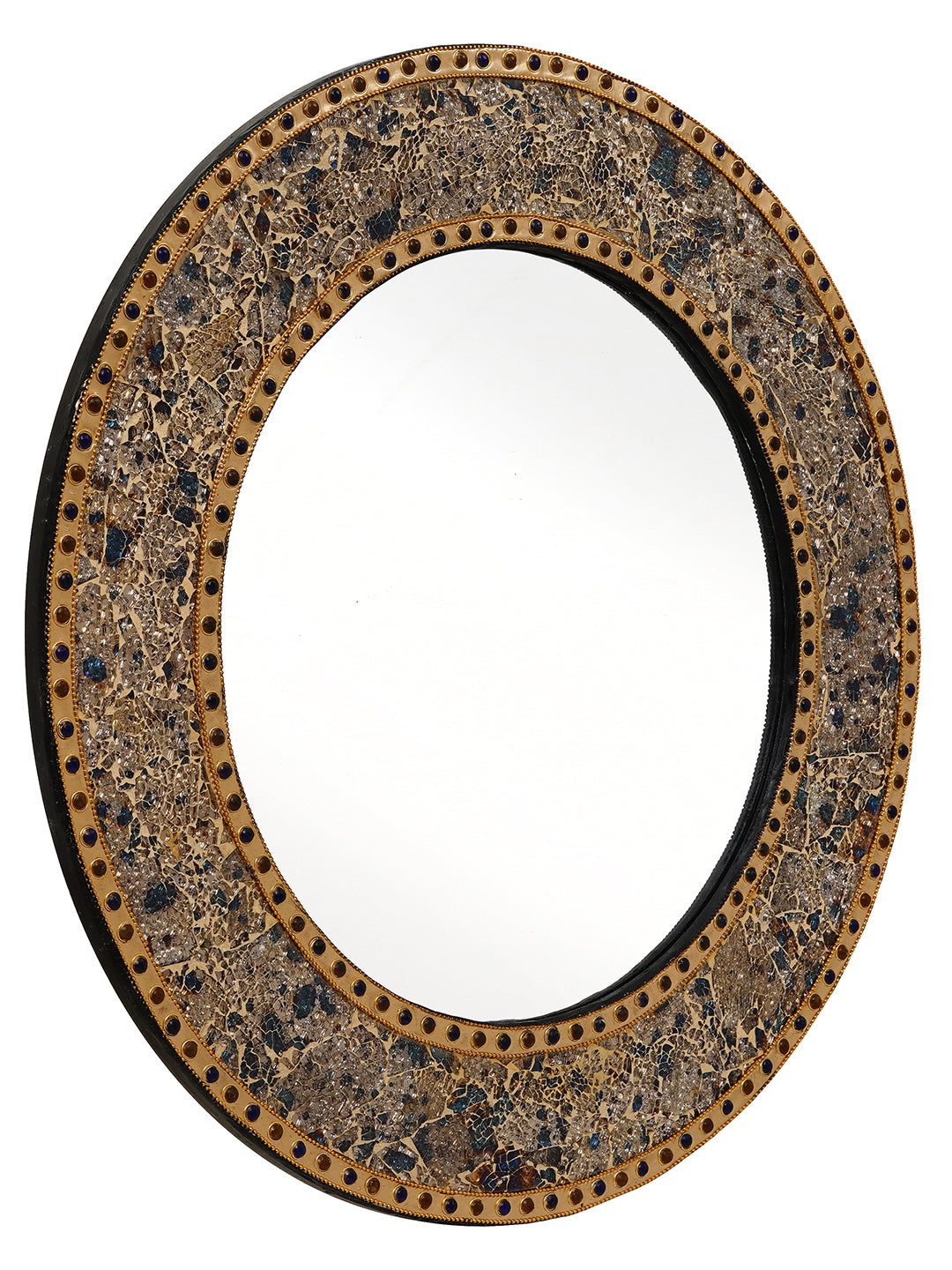 Golden Color Handicrafts Antique Looking Decorative Wooden Wall Mounted Wall Mirror (60*60 cm) 5