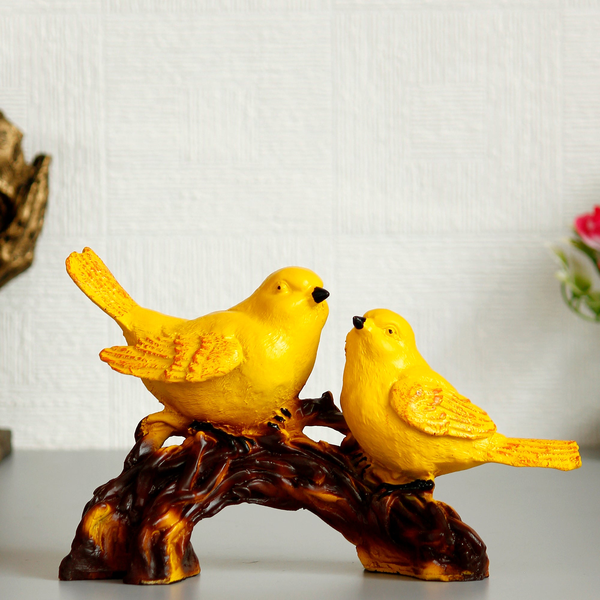 Yellow Birds on Tree Branch Handcrafted Polyresin Decorative Showpiece 1