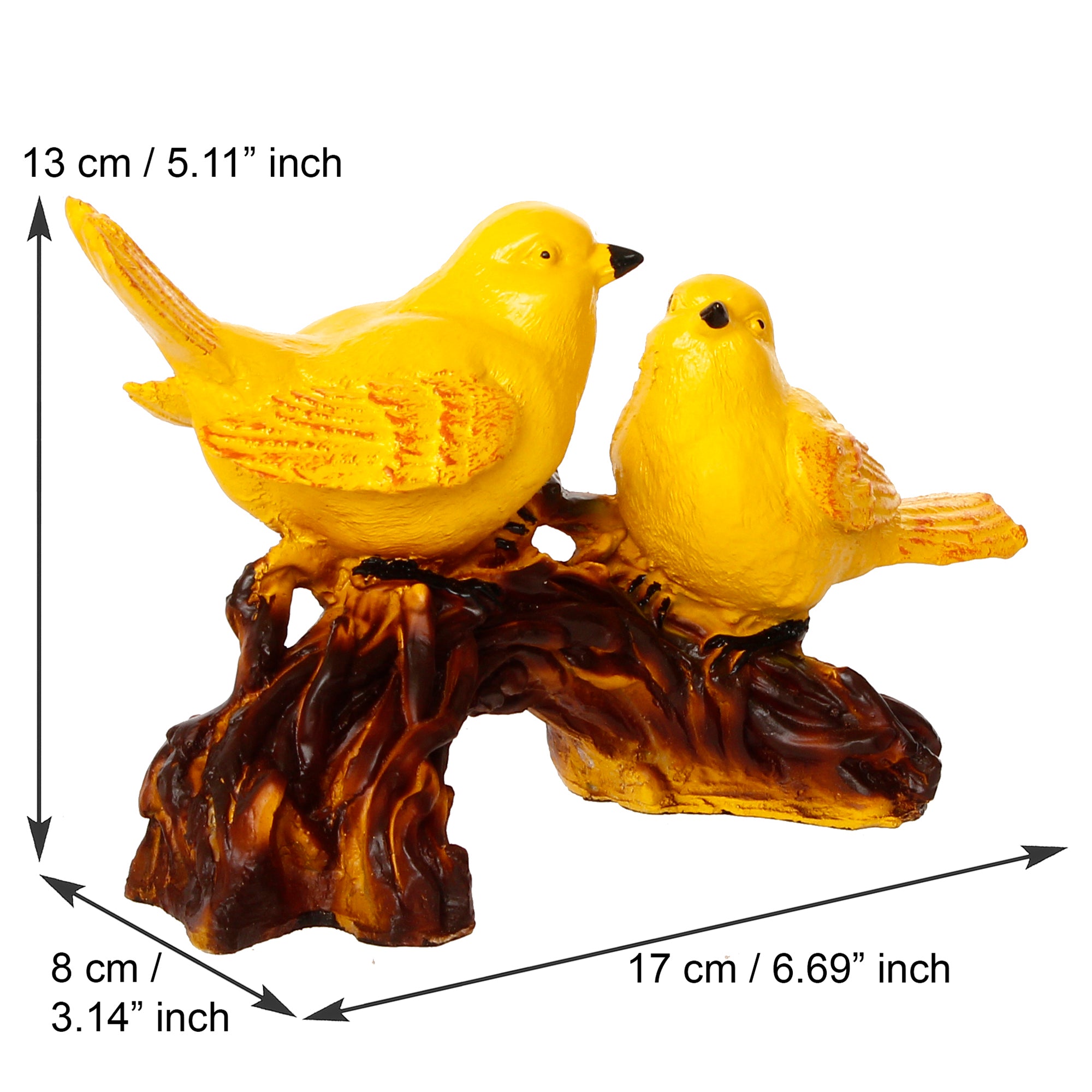 Yellow Birds on Tree Branch Handcrafted Polyresin Decorative Showpiece 3