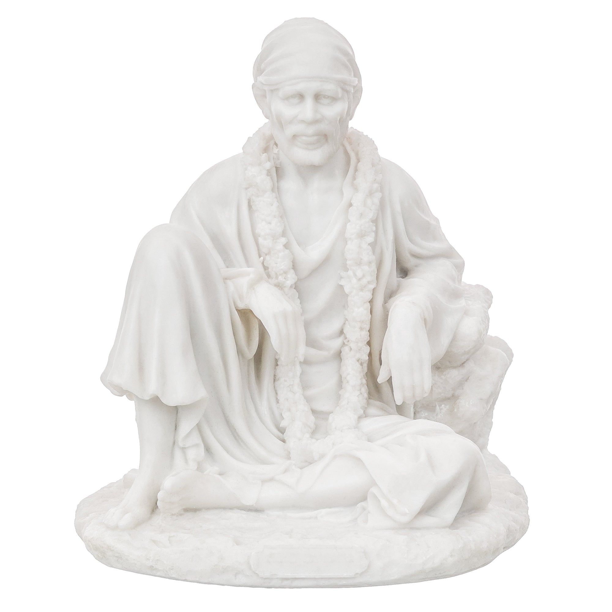 White Polyresin Sai Baba Sitting Statue 2