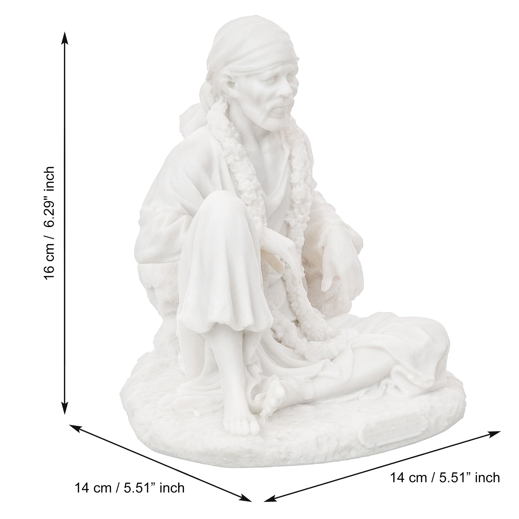 White Polyresin Sai Baba Sitting Statue 3