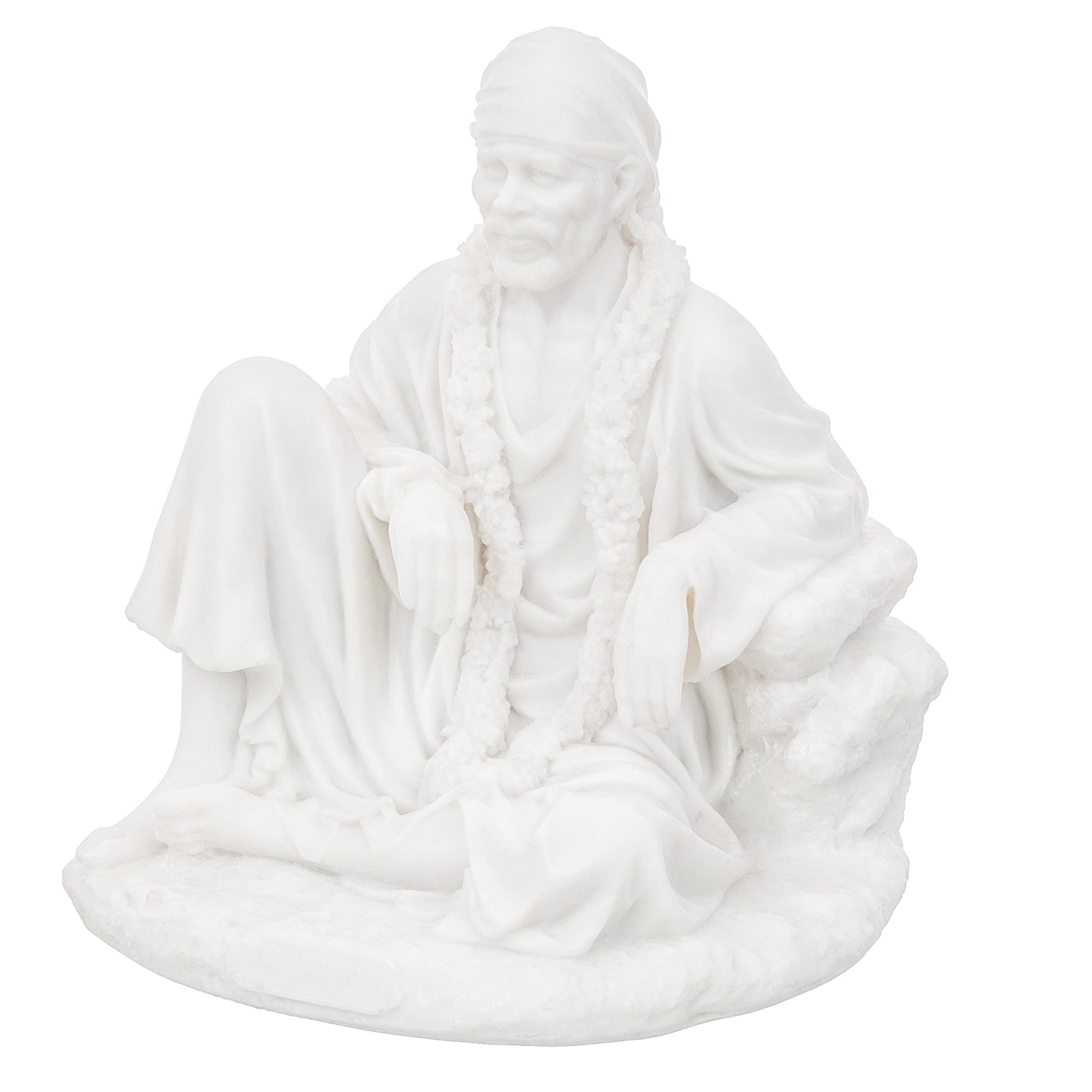 White Polyresin Sai Baba Sitting Statue 4