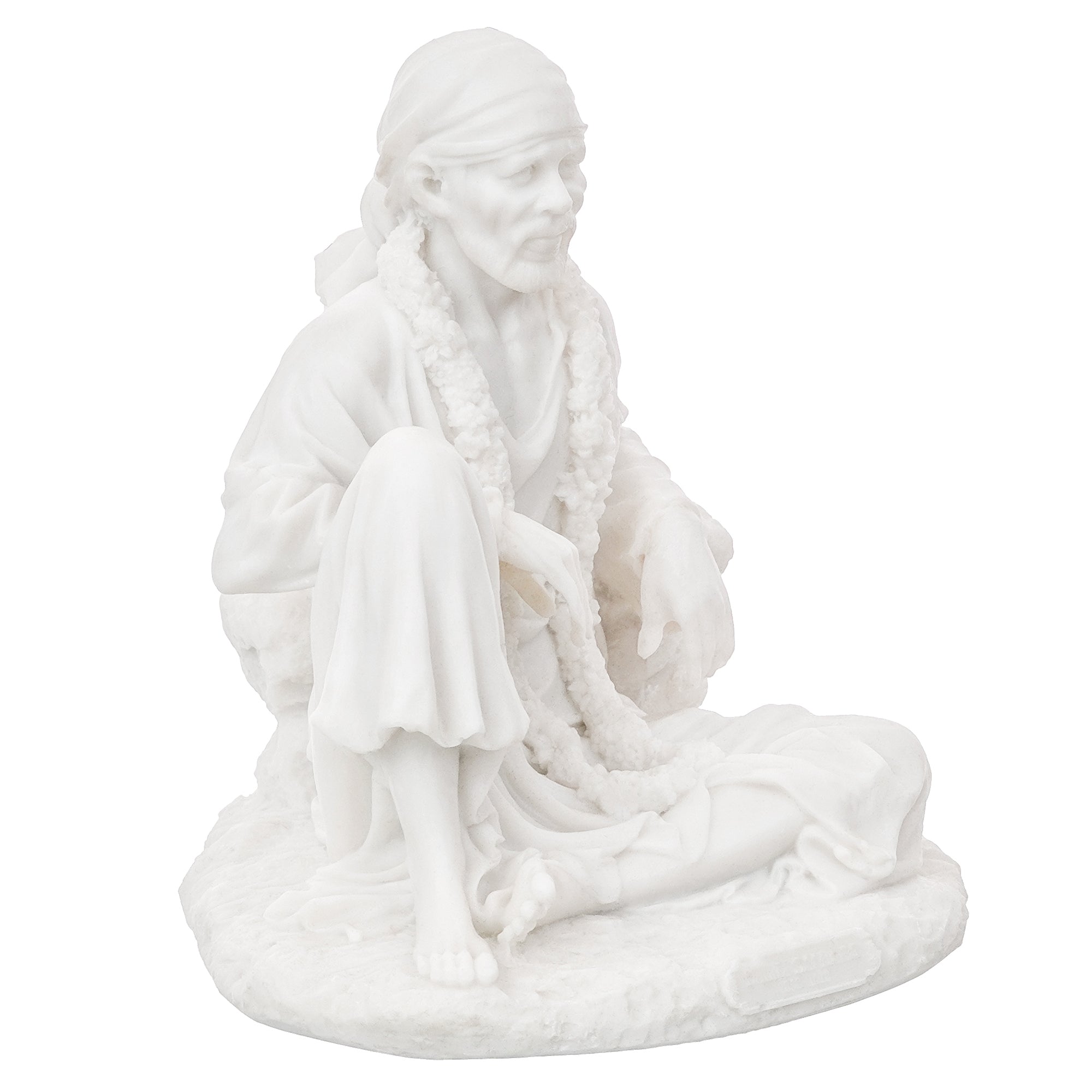 White Polyresin Sai Baba Sitting Statue 5