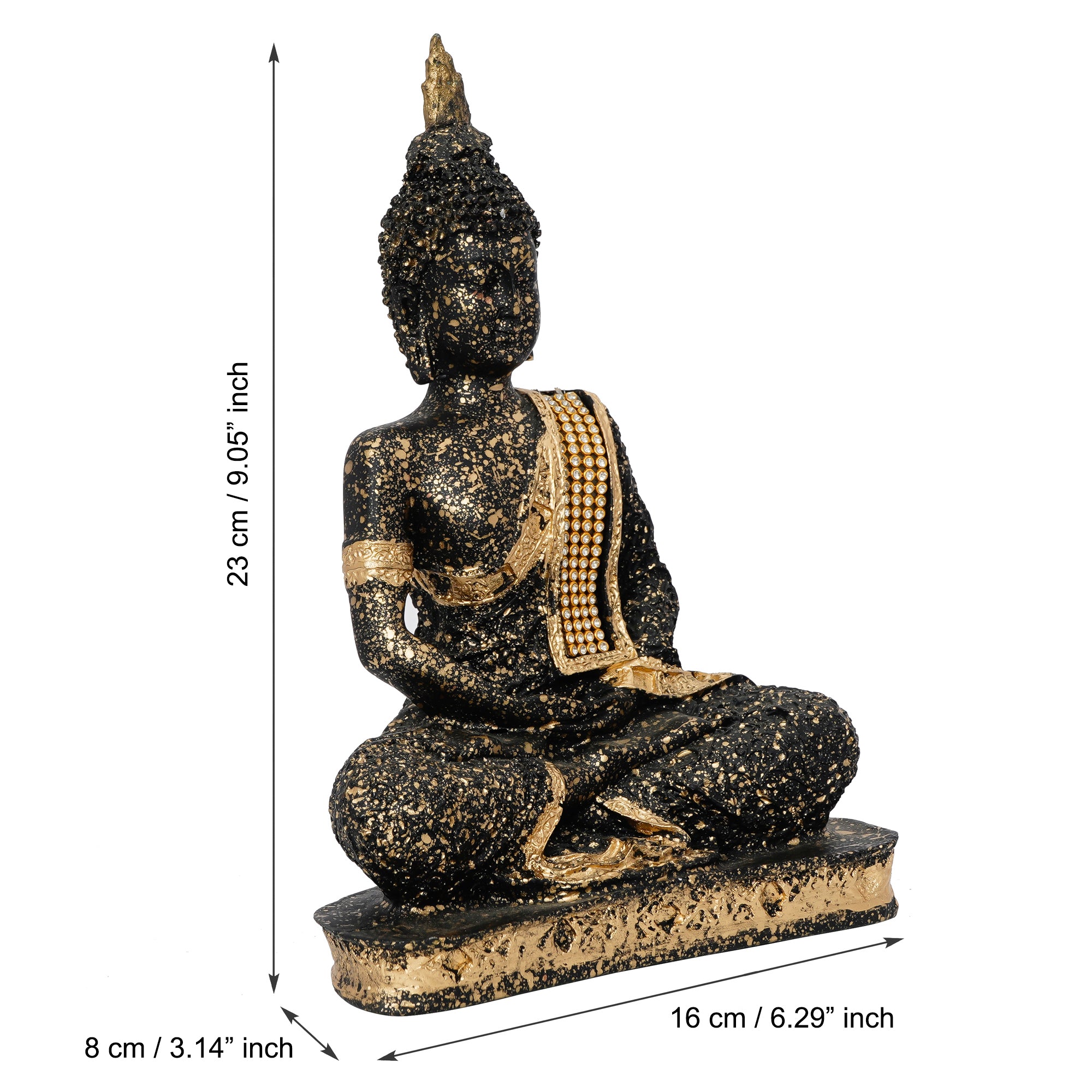 Golden and Black Meditating Lord Buddha Handcrafted Decorative Showpiece 3