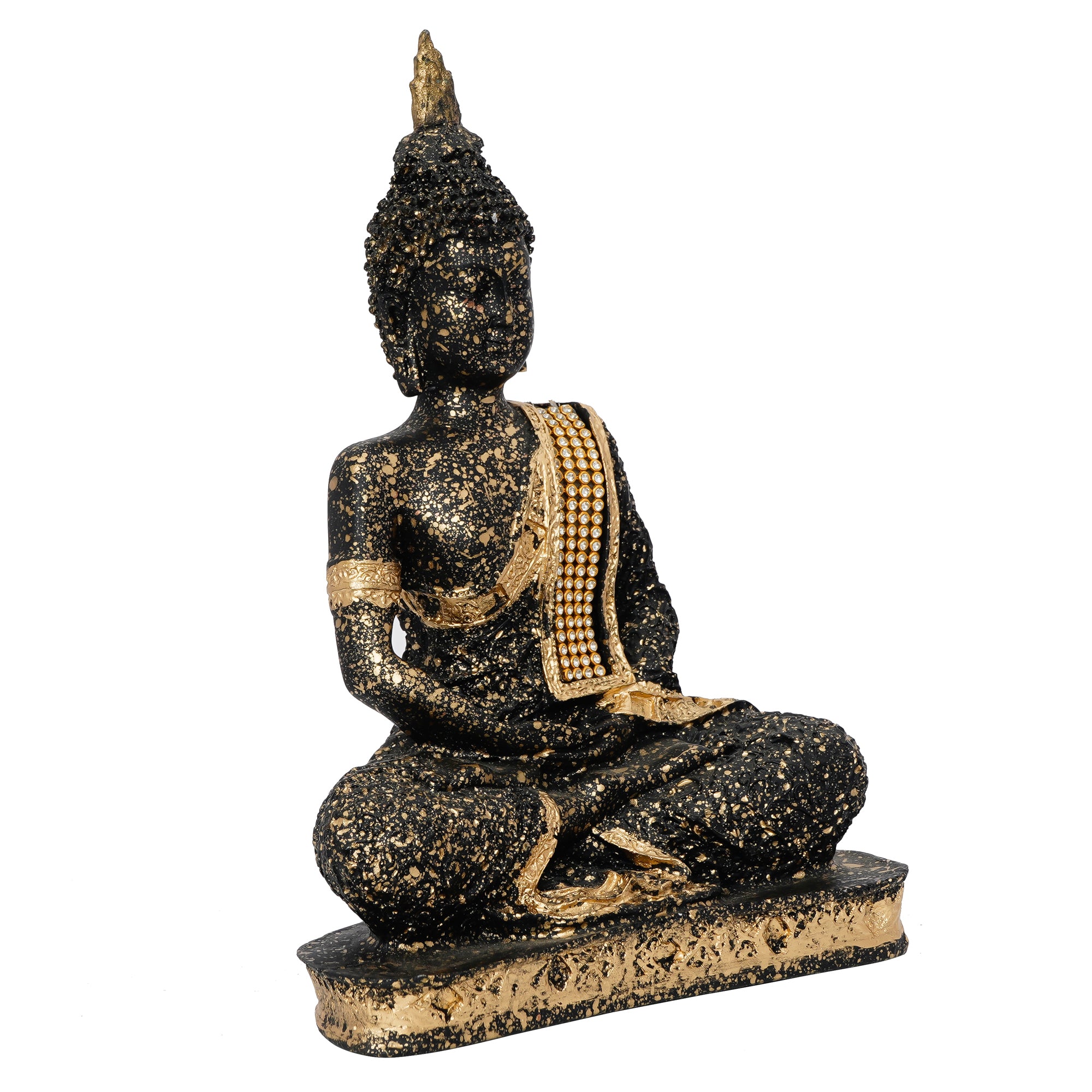 Golden and Black Meditating Lord Buddha Handcrafted Decorative Showpiece 4