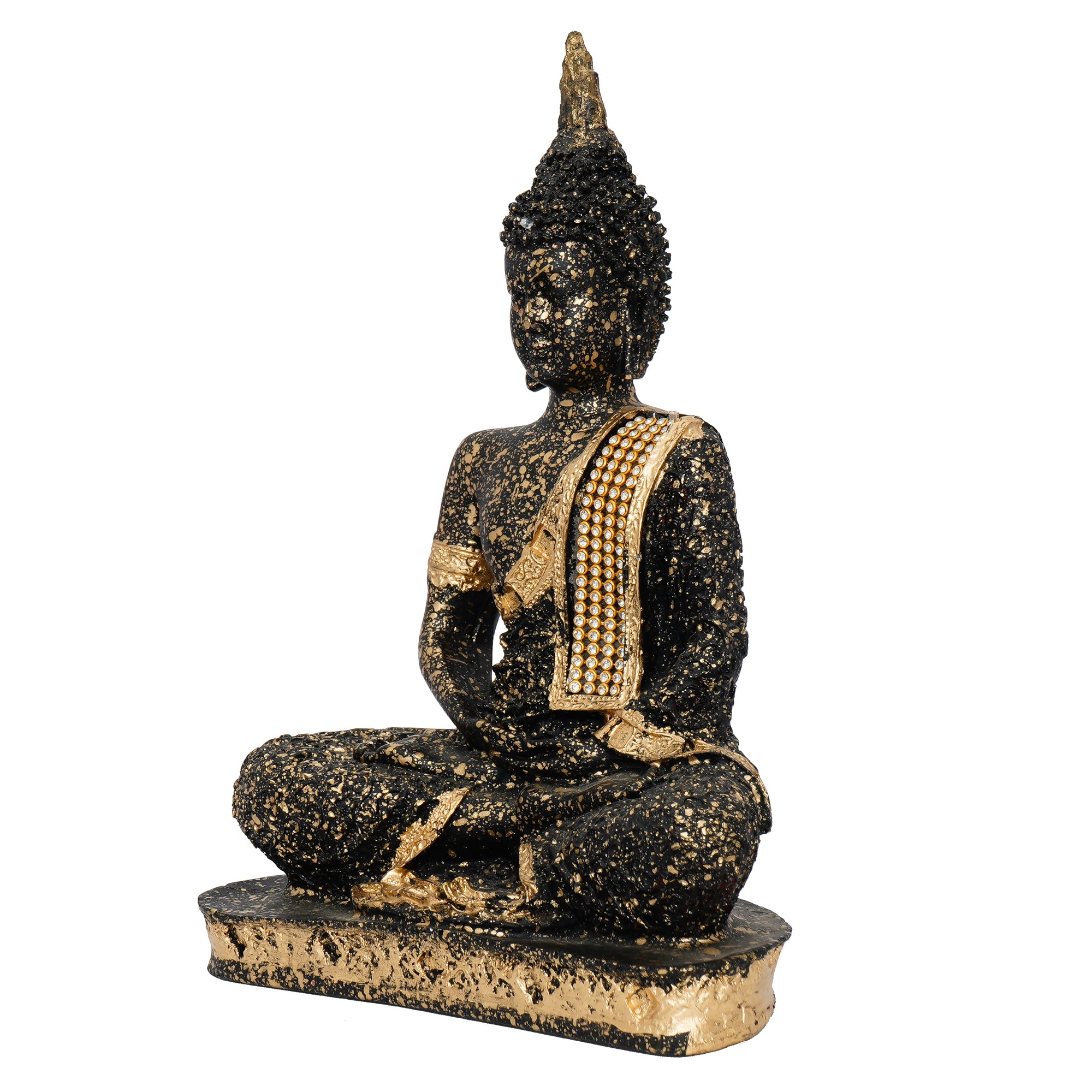 Golden and Black Meditating Lord Buddha Handcrafted Decorative Showpiece 5