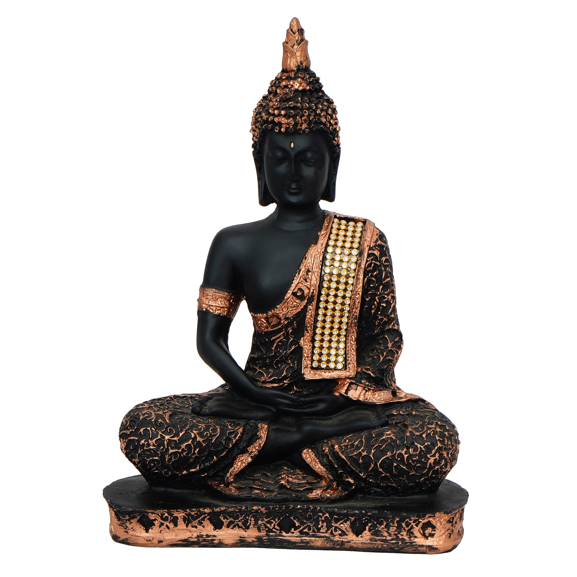 Black and Copper Meditating Lord Buddha Handcrafted Decorative Showpiece 2