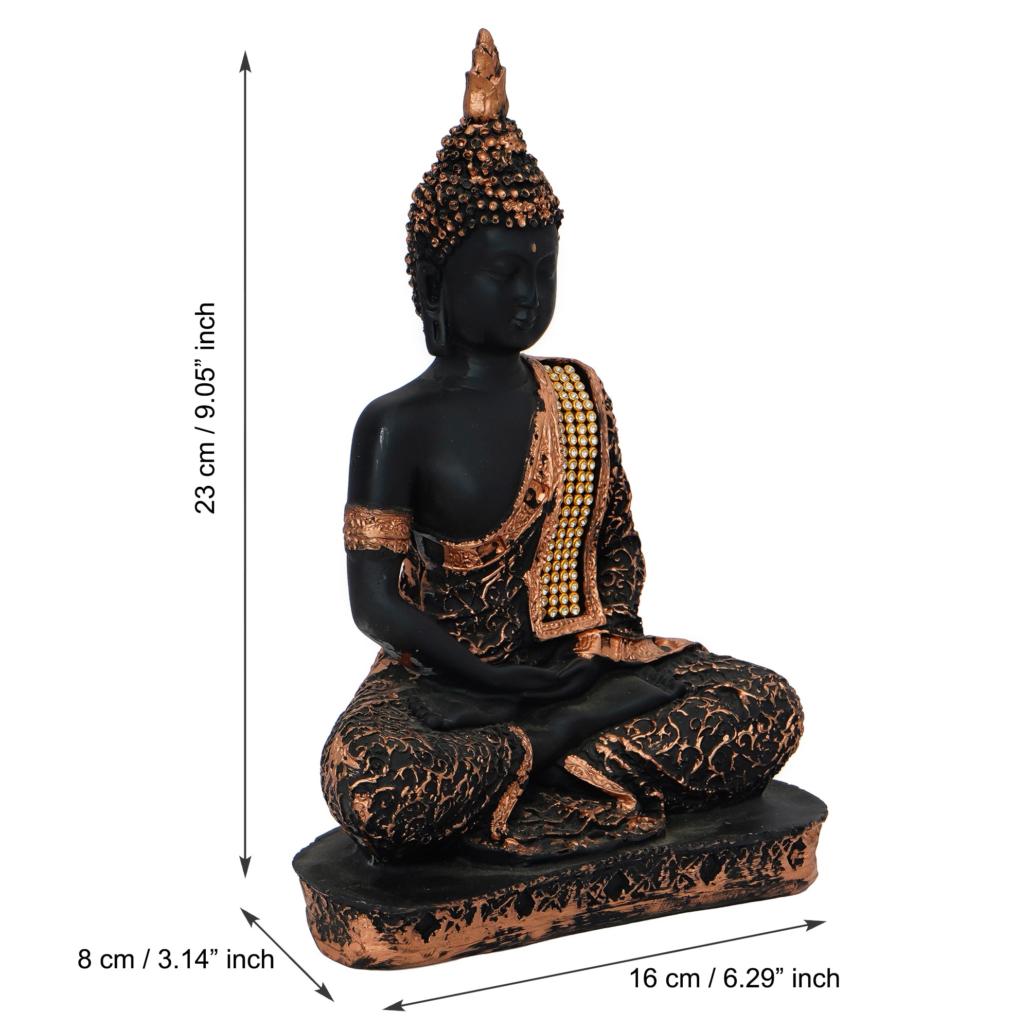 Black and Copper Meditating Lord Buddha Handcrafted Decorative Showpiece 3