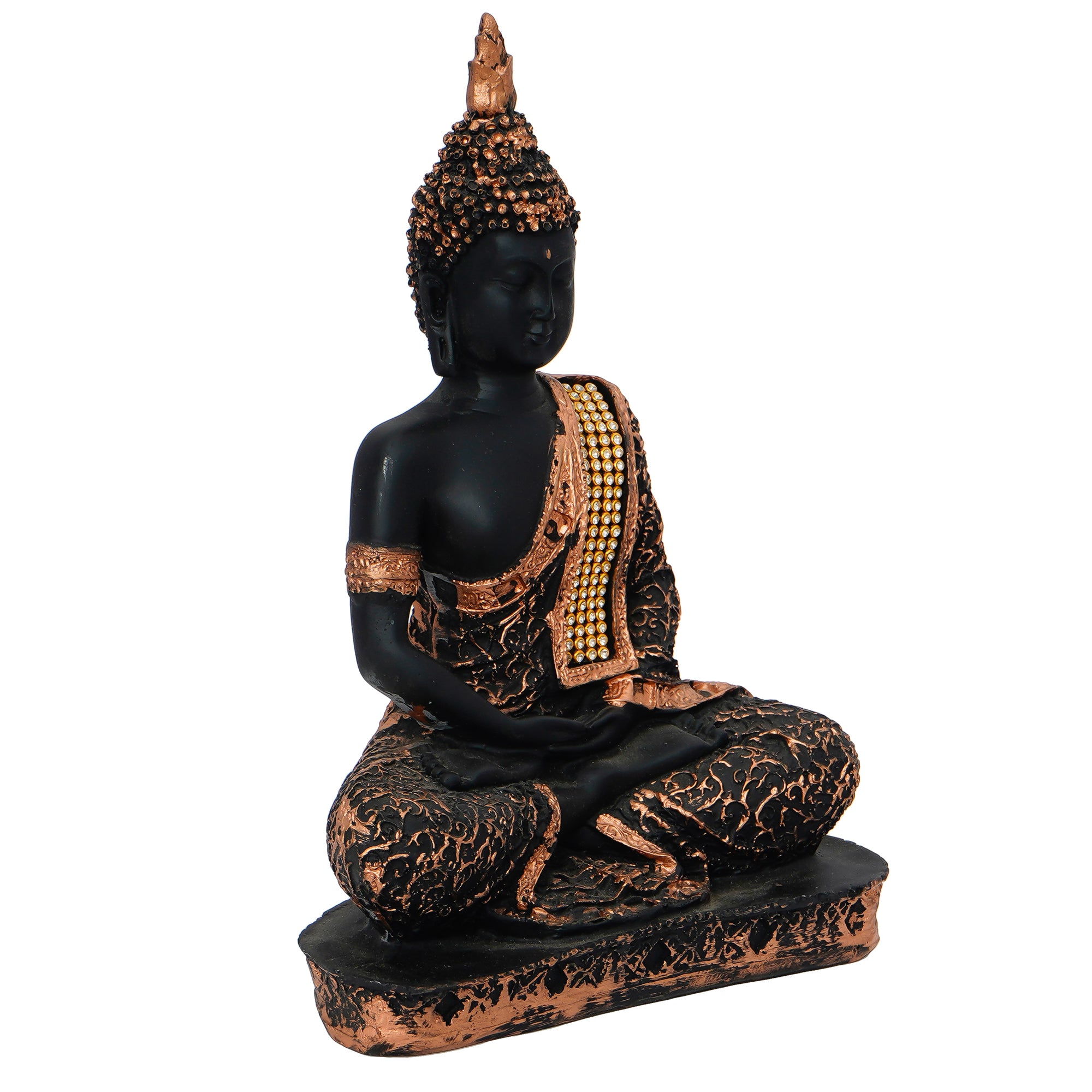 Black and Copper Meditating Lord Buddha Handcrafted Decorative Showpiece 4