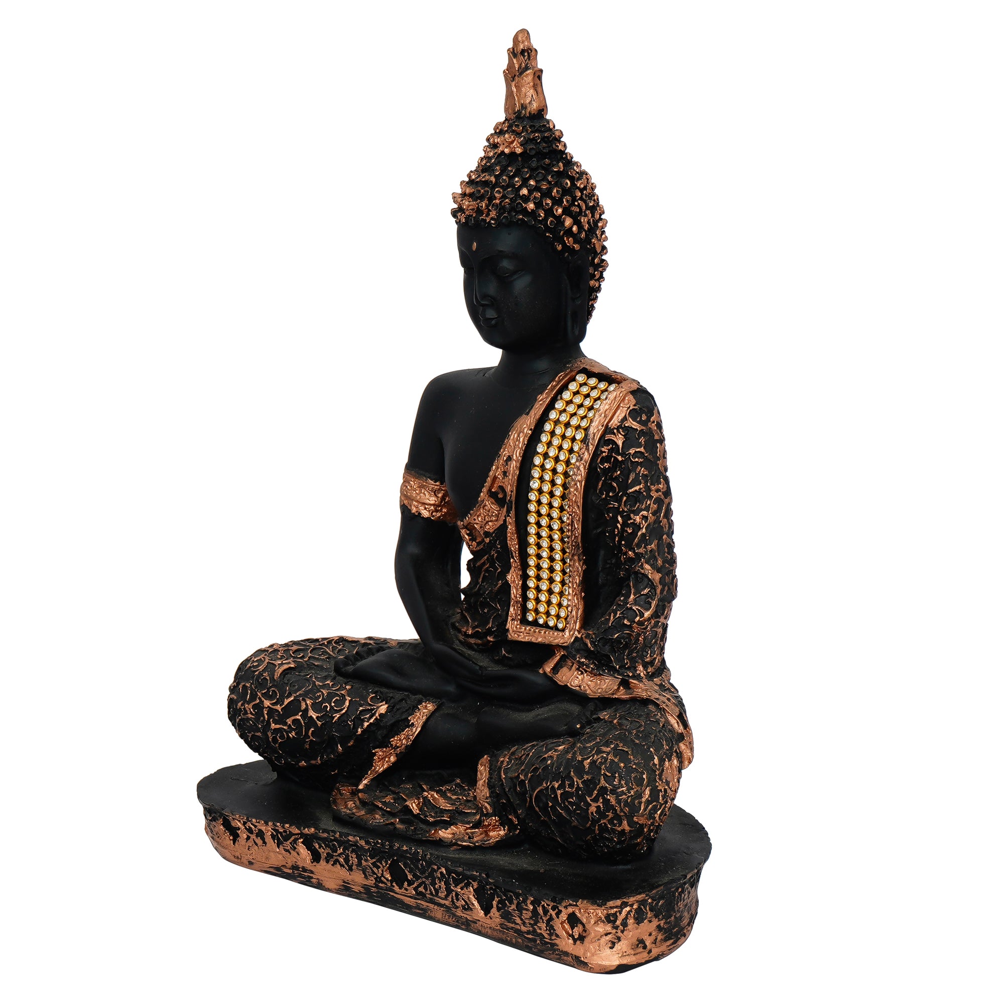 Black and Copper Meditating Lord Buddha Handcrafted Decorative Showpiece 5