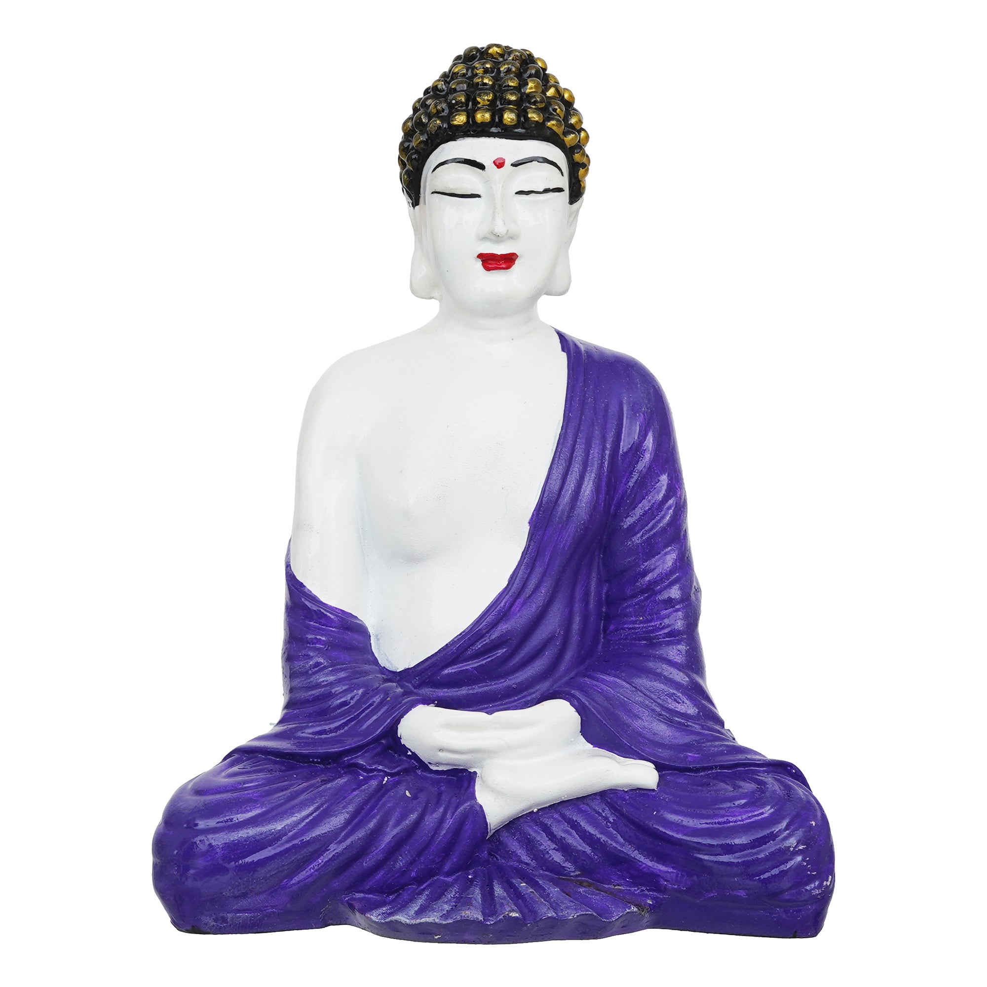 eCraftIndia Purple & White Polyresin Handcrafted Meditating Buddha Statue 2