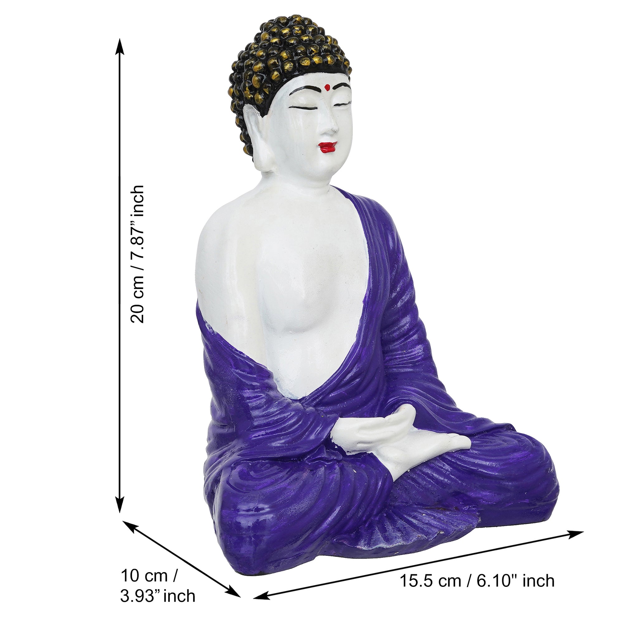 eCraftIndia Purple & White Polyresin Handcrafted Meditating Buddha Statue 3