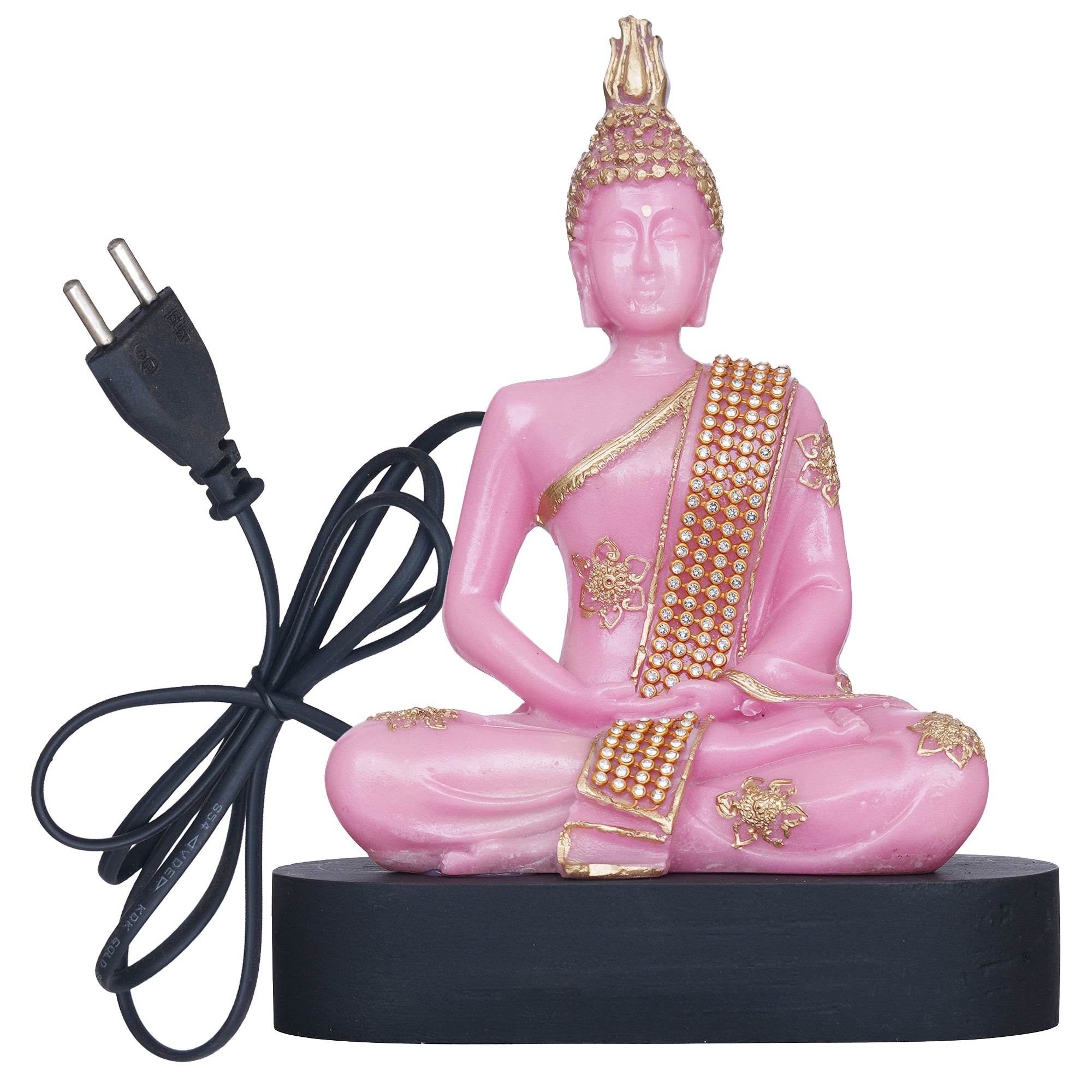 eCraftIndia Pink and Golden Polyresin Handcrafted Meditating Lord Buddha Statue 2