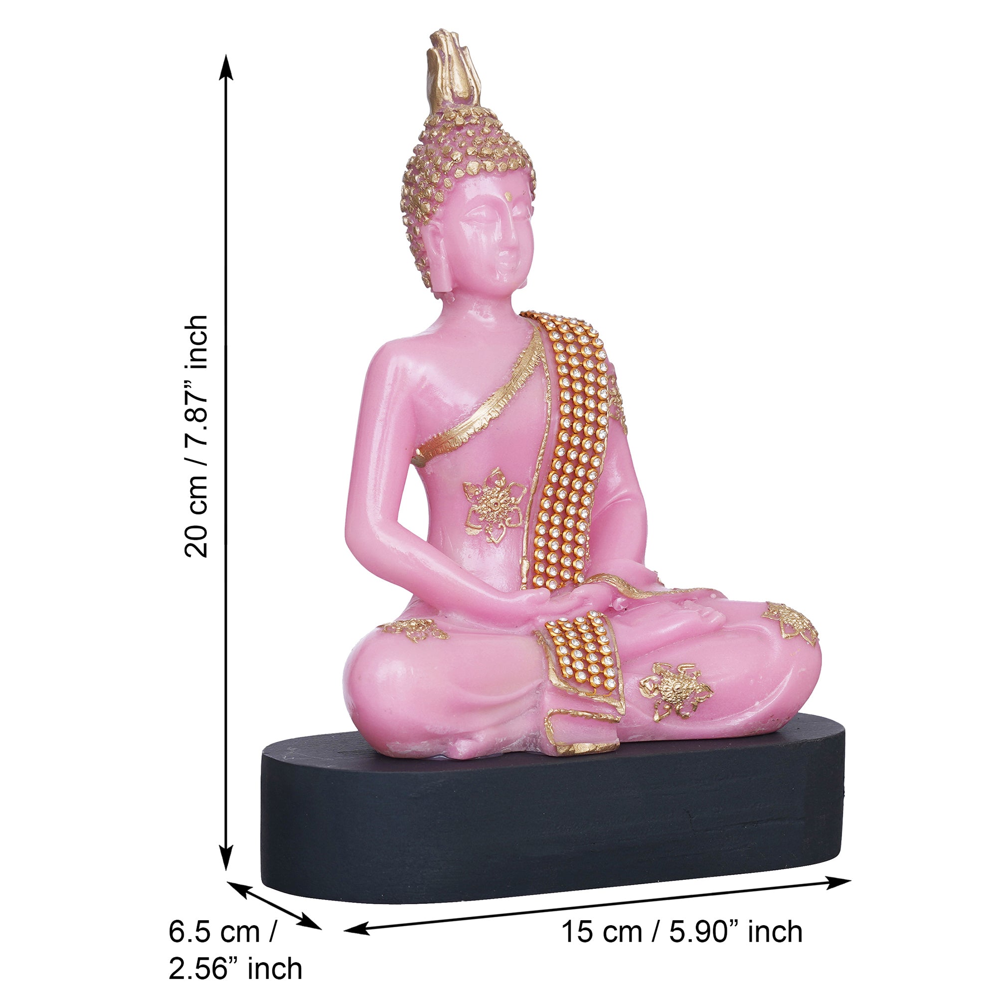 eCraftIndia Pink and Golden Polyresin Handcrafted Meditating Lord Buddha Statue 3