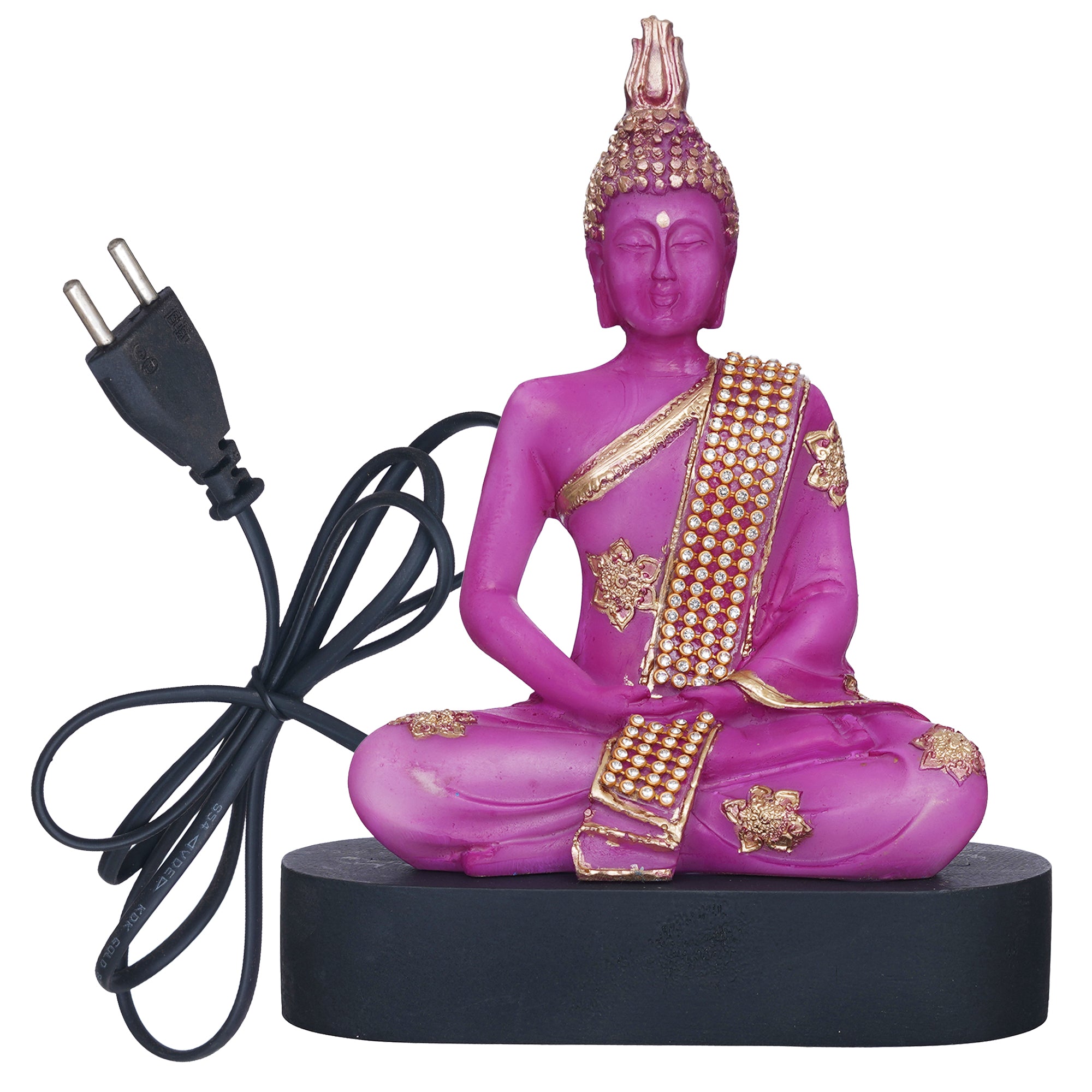 eCraftIndia Purple & Golden Polyresin Handcrafted Meditating Lord Buddha Statue 2