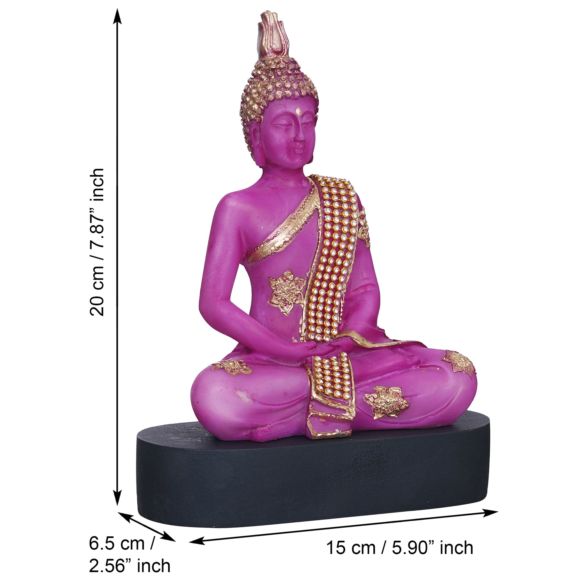 eCraftIndia Purple & Golden Polyresin Handcrafted Meditating Lord Buddha Statue 3