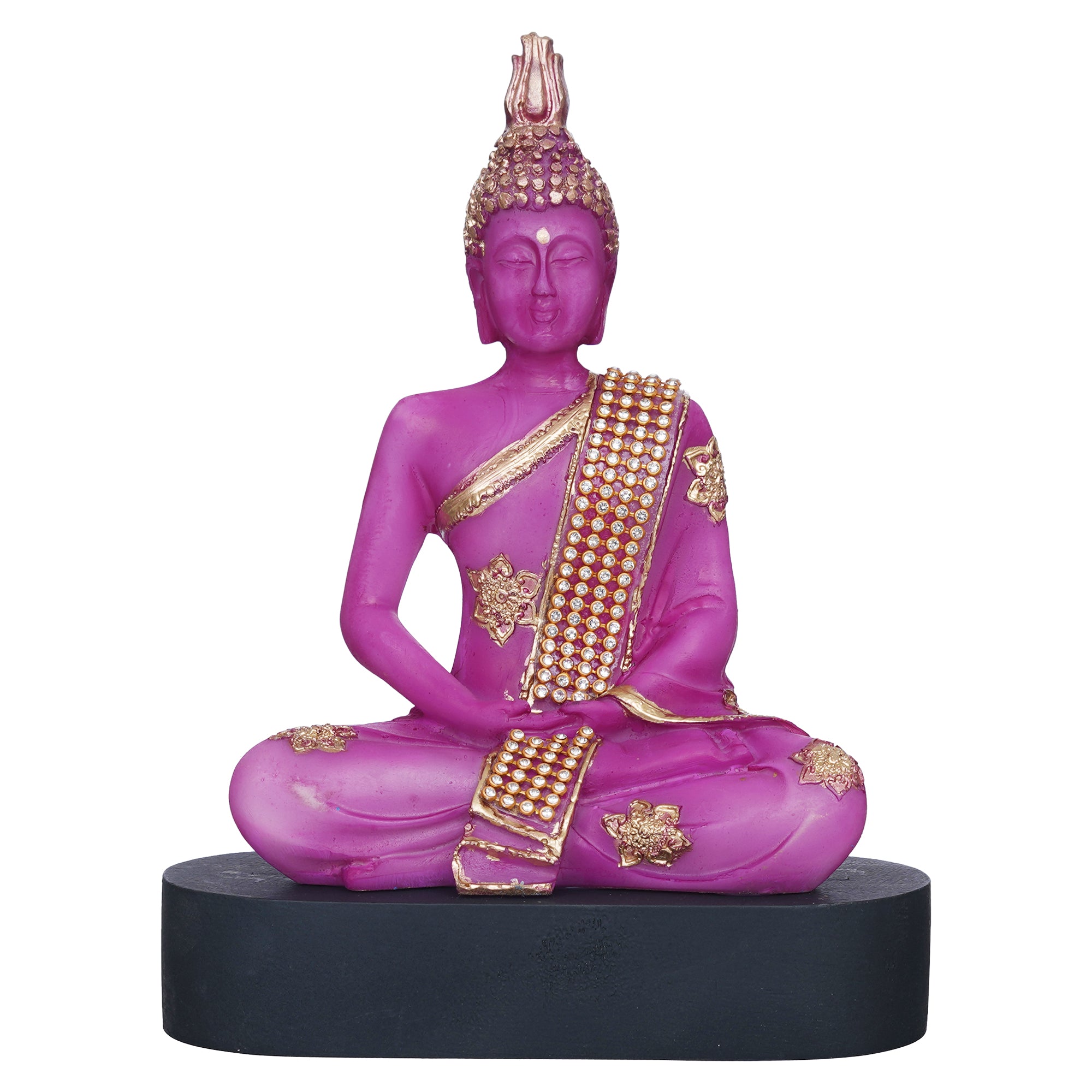 eCraftIndia Purple & Golden Polyresin Handcrafted Meditating Lord Buddha Statue 6