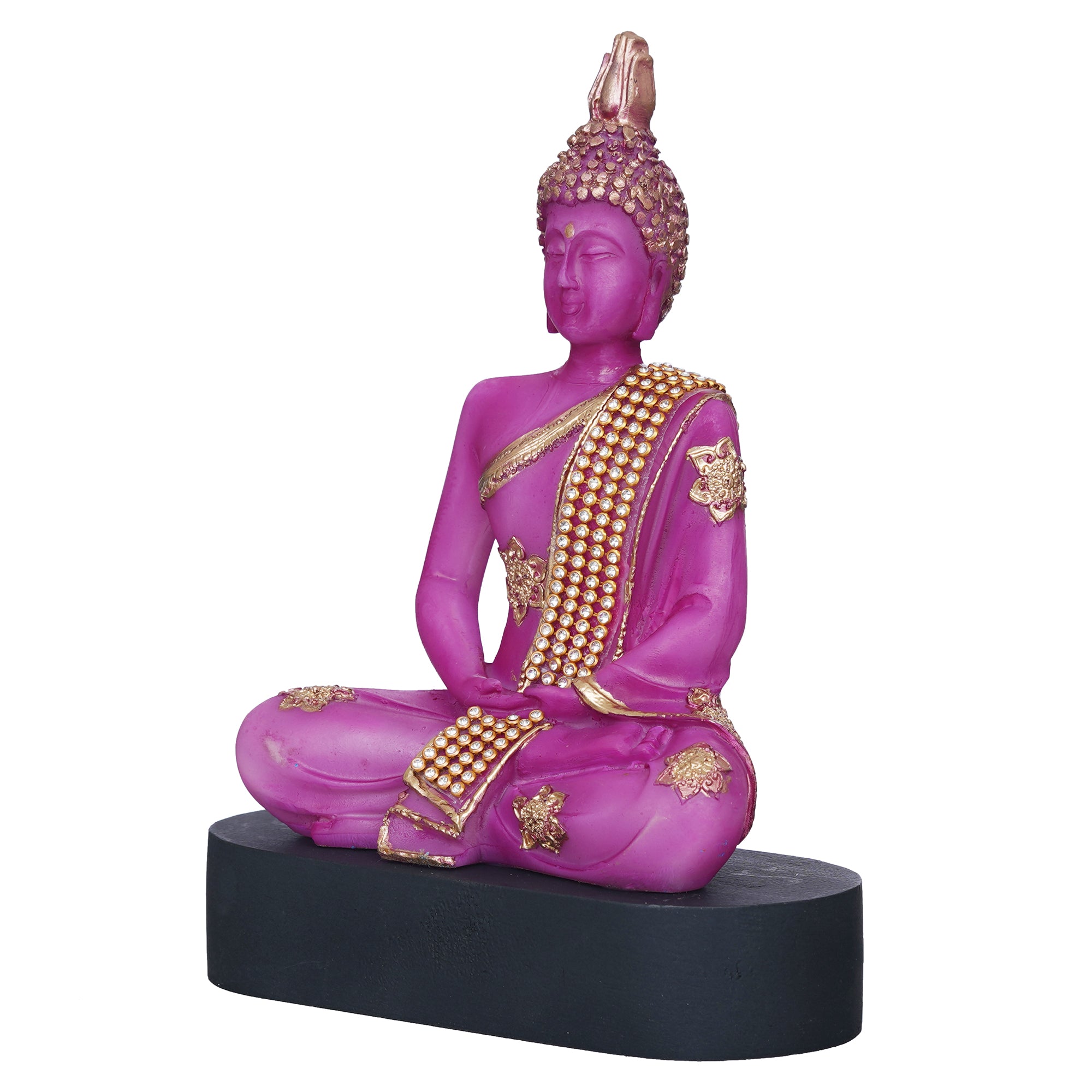 eCraftIndia Purple & Golden Polyresin Handcrafted Meditating Lord Buddha Statue 7