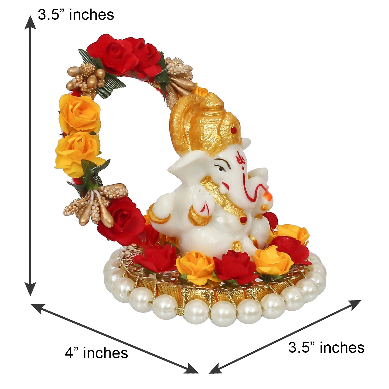 Designer Rakhi with Lord Ganesha Idol on Decorative Plate for Car & Home and Roli Tikka Matki 1