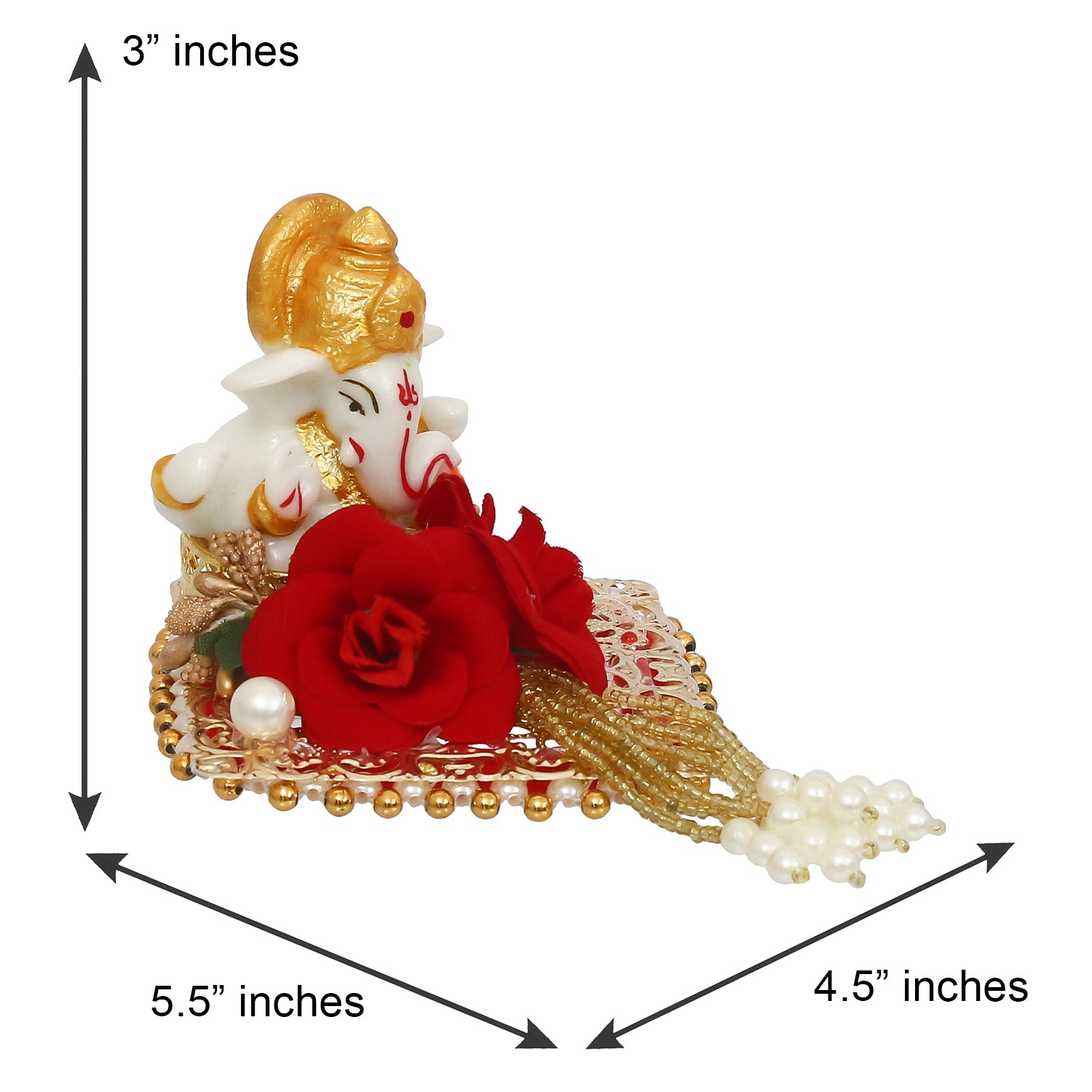 Designer Bhaiya Bhabhi Rakhi with Lord Ganesha Idol on Decorative Plate for Car & Home and Roli Tikka Matki 1