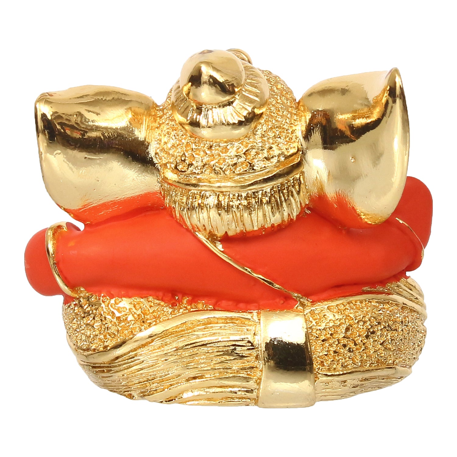 Gold Plated and Orange Polyresin Lord Ganesha Idol for Home, Temple, Office and Car Dashboard 6