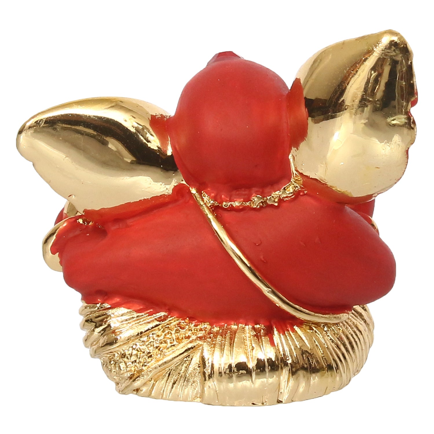 Gold Plated and Red Polyresin Lord Ganesha Statue for Home, Temple, Office and Car Dashboard 6