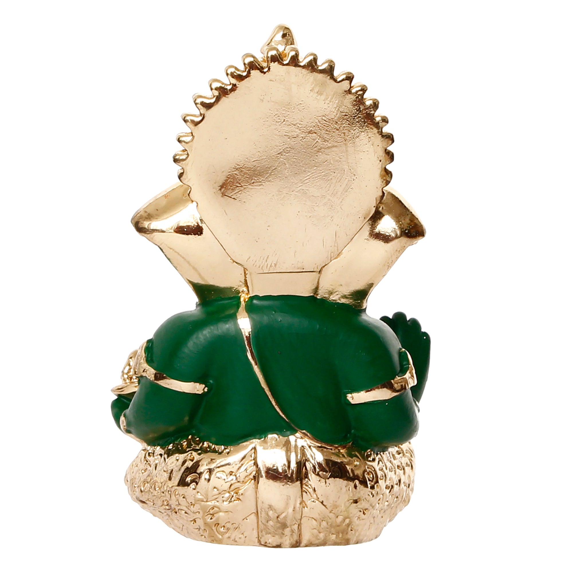 Gold Plated Green Siddhivinayak Ganesha Idol For Home/Temple/Office/Car Dashboard 6