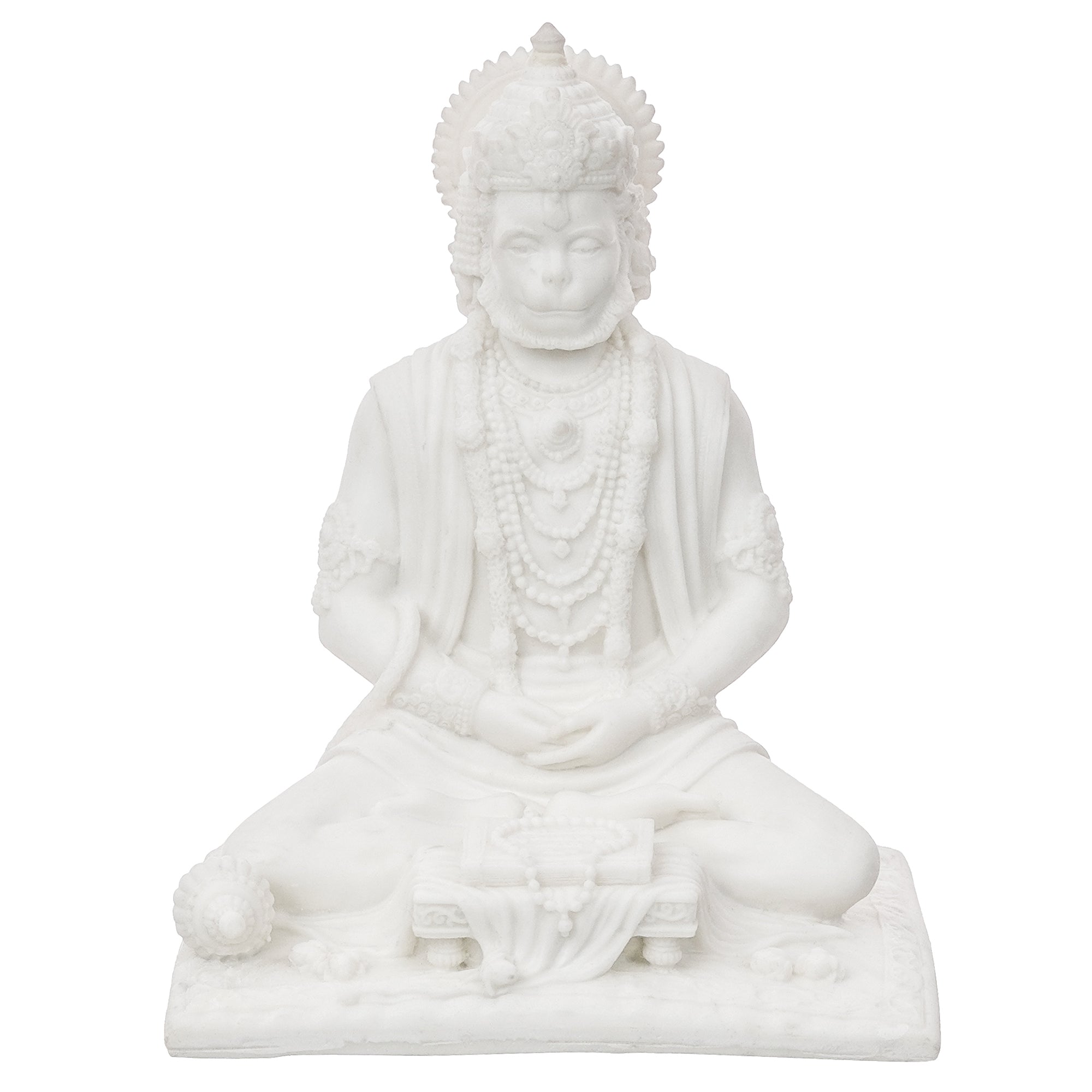 White Polyresin Meditating Lord Hanuman Statue 2