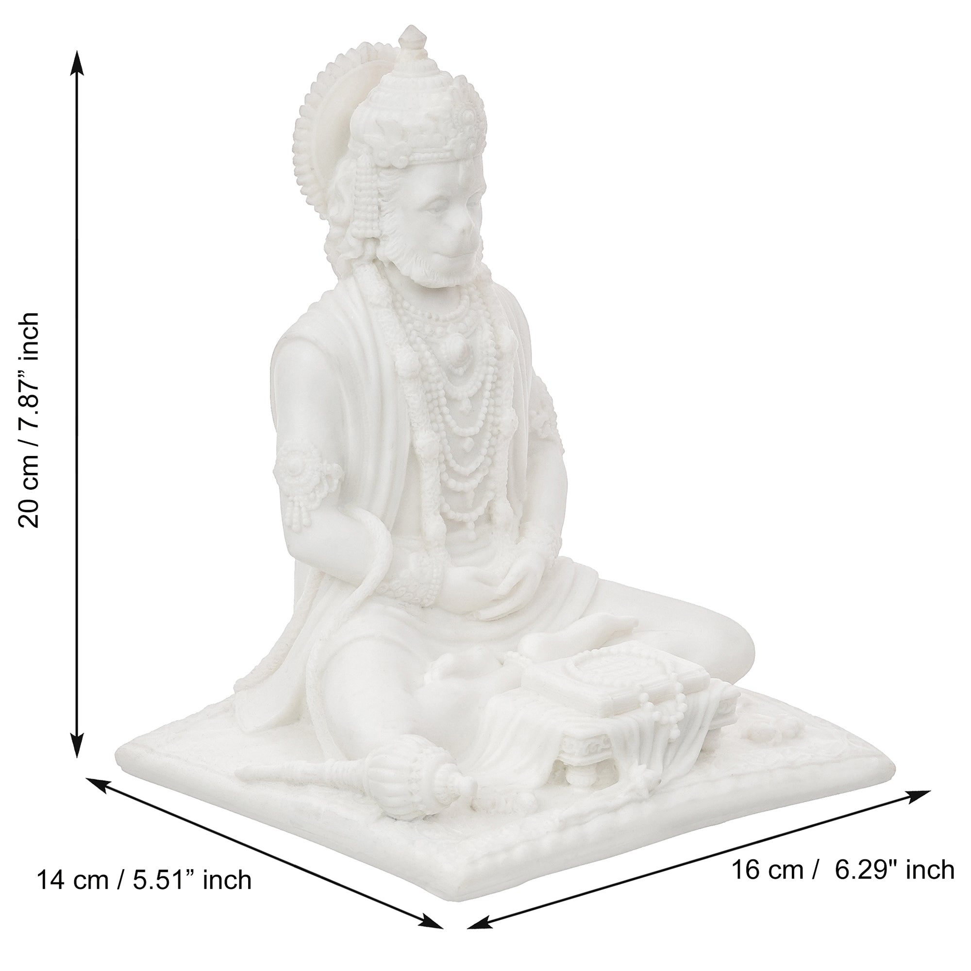 White Polyresin Meditating Lord Hanuman Statue 3