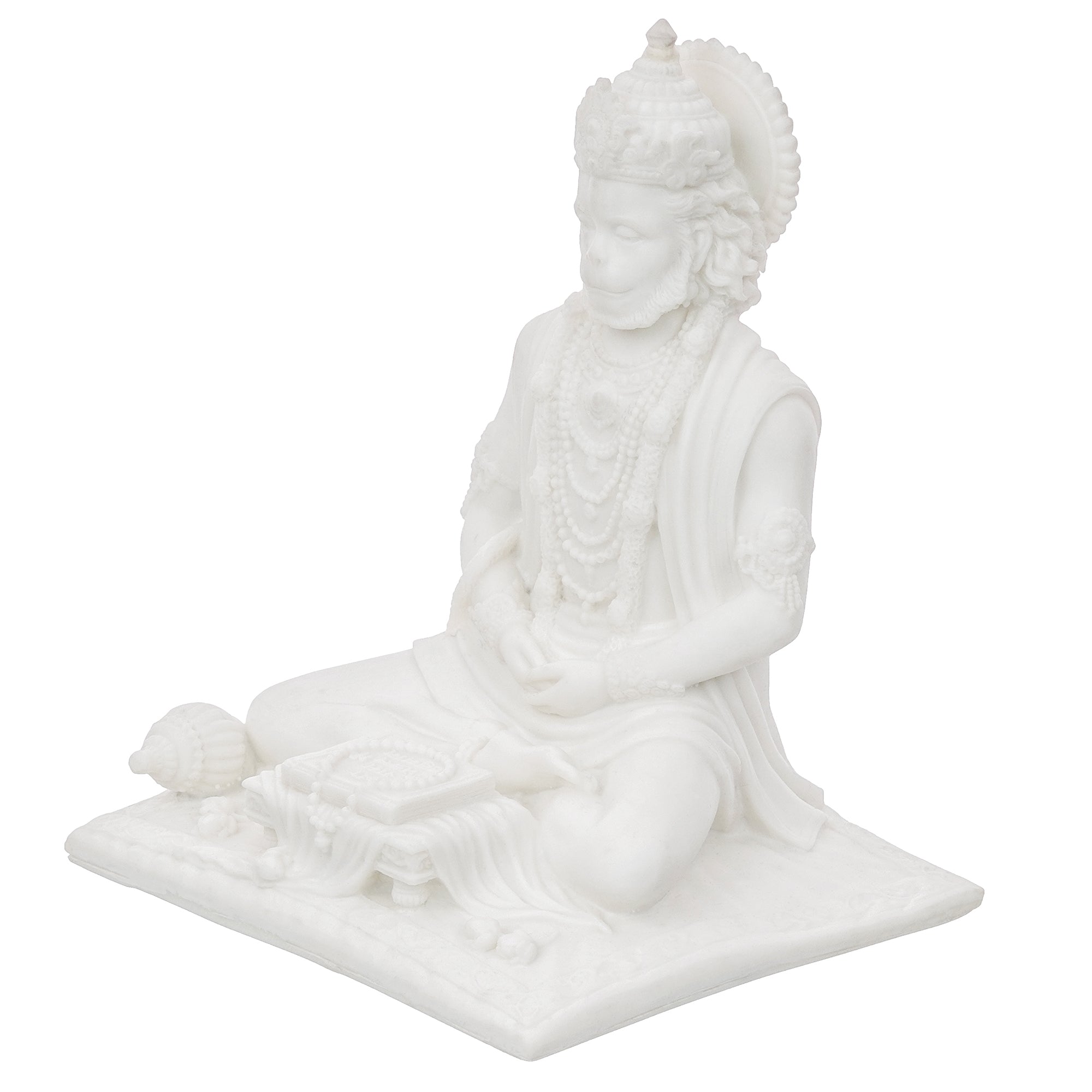 White Polyresin Meditating Lord Hanuman Statue 5