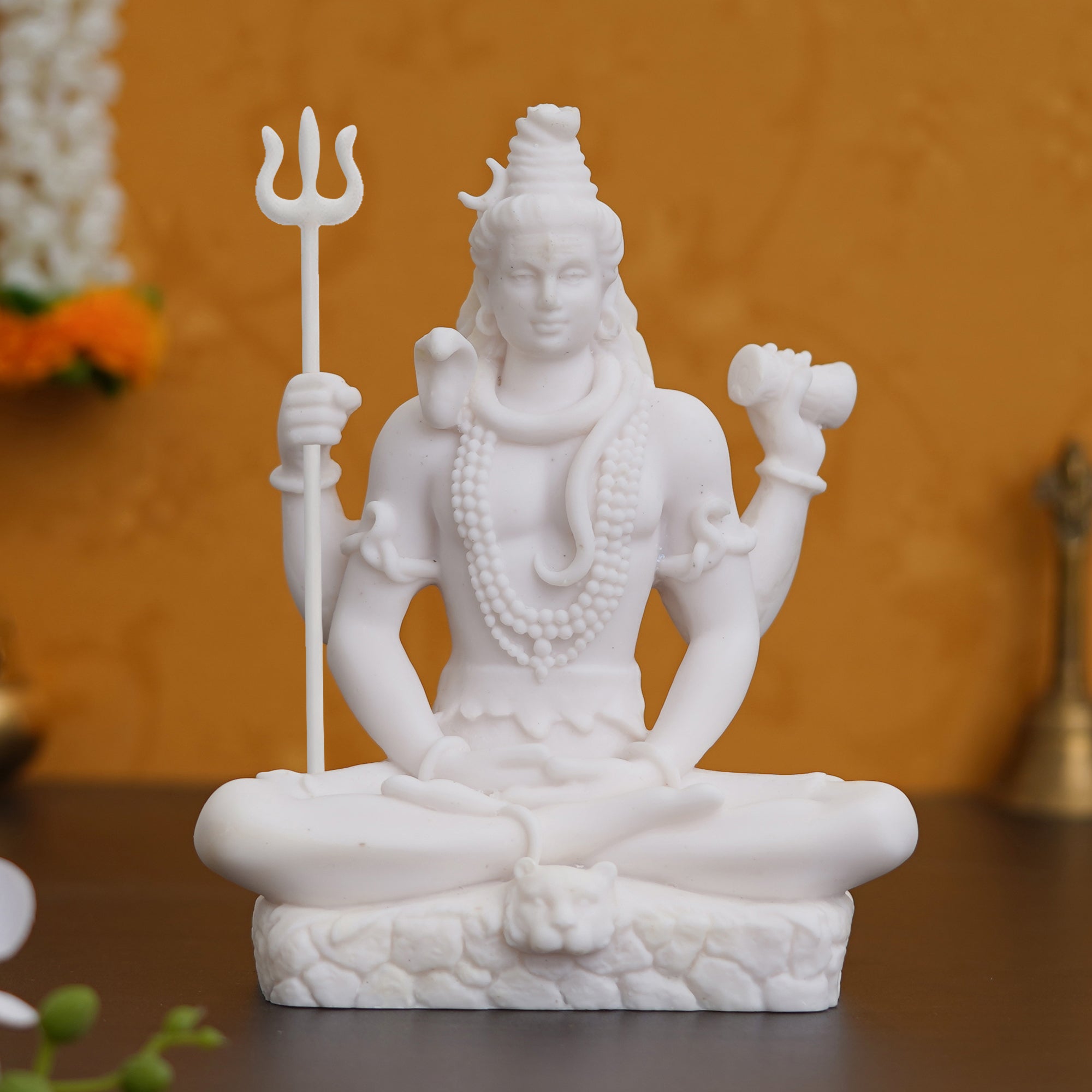 White Polyresin Lord Shiva with Trishul Statue 1