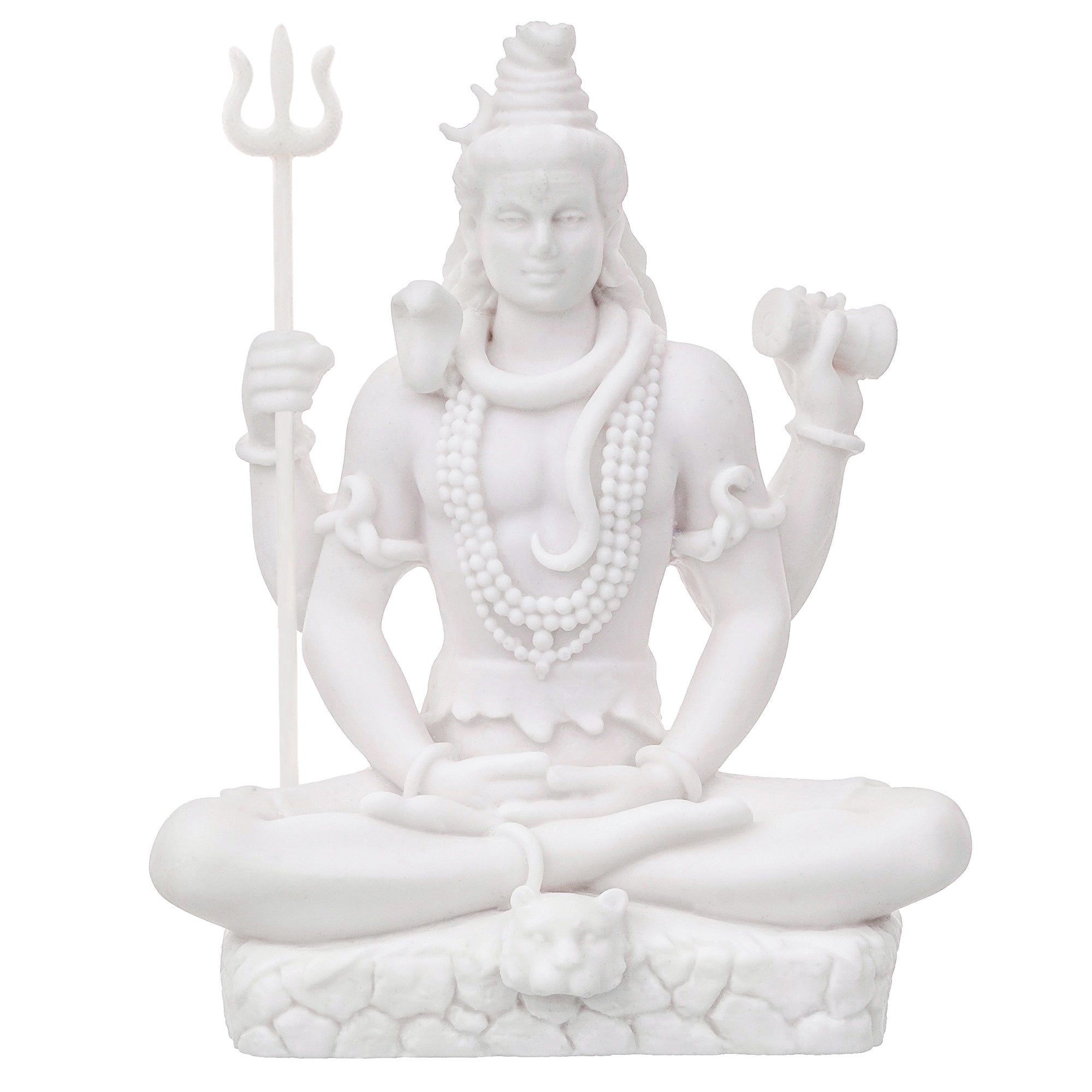 White Polyresin Lord Shiva with Trishul Statue 2