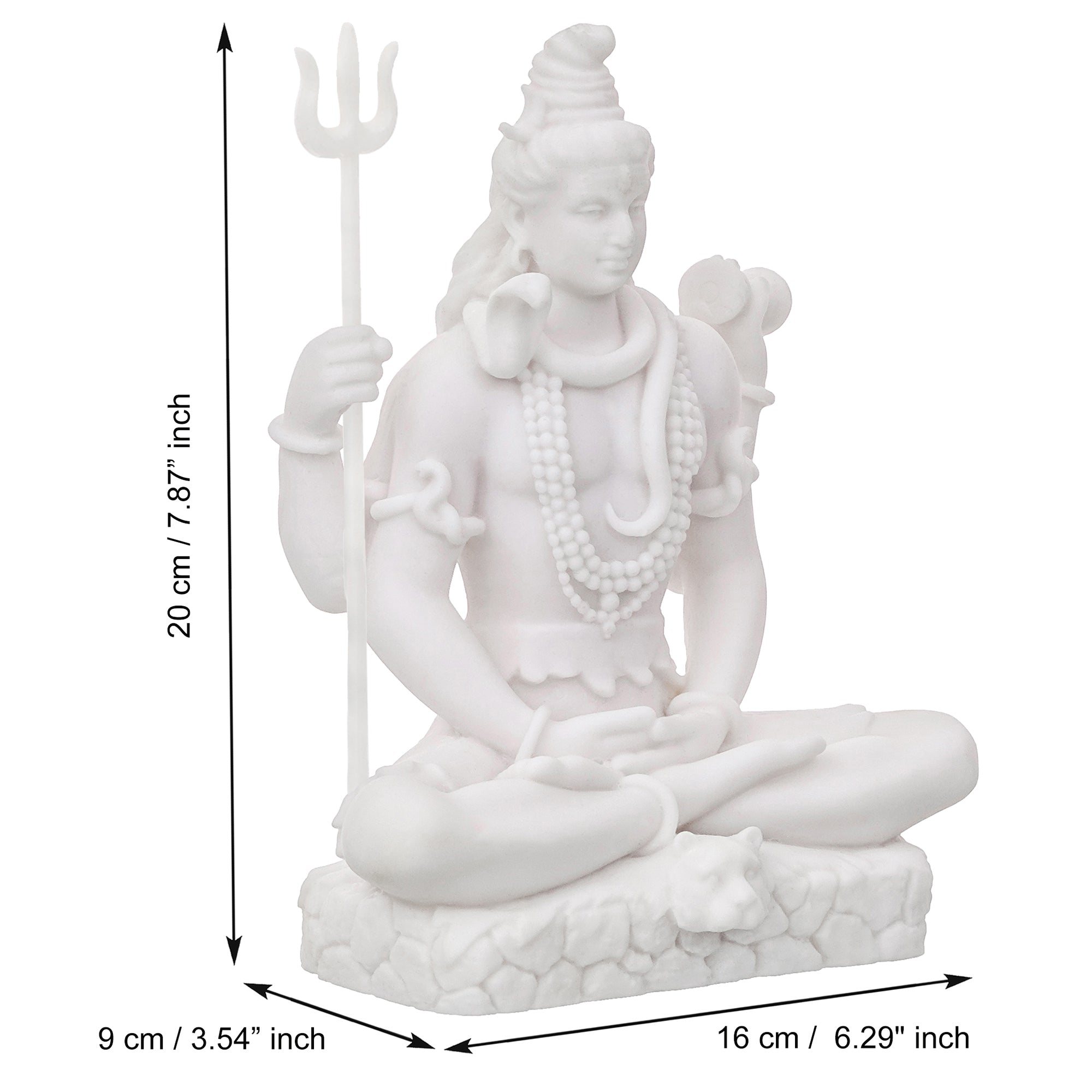 White Polyresin Lord Shiva with Trishul Statue 3