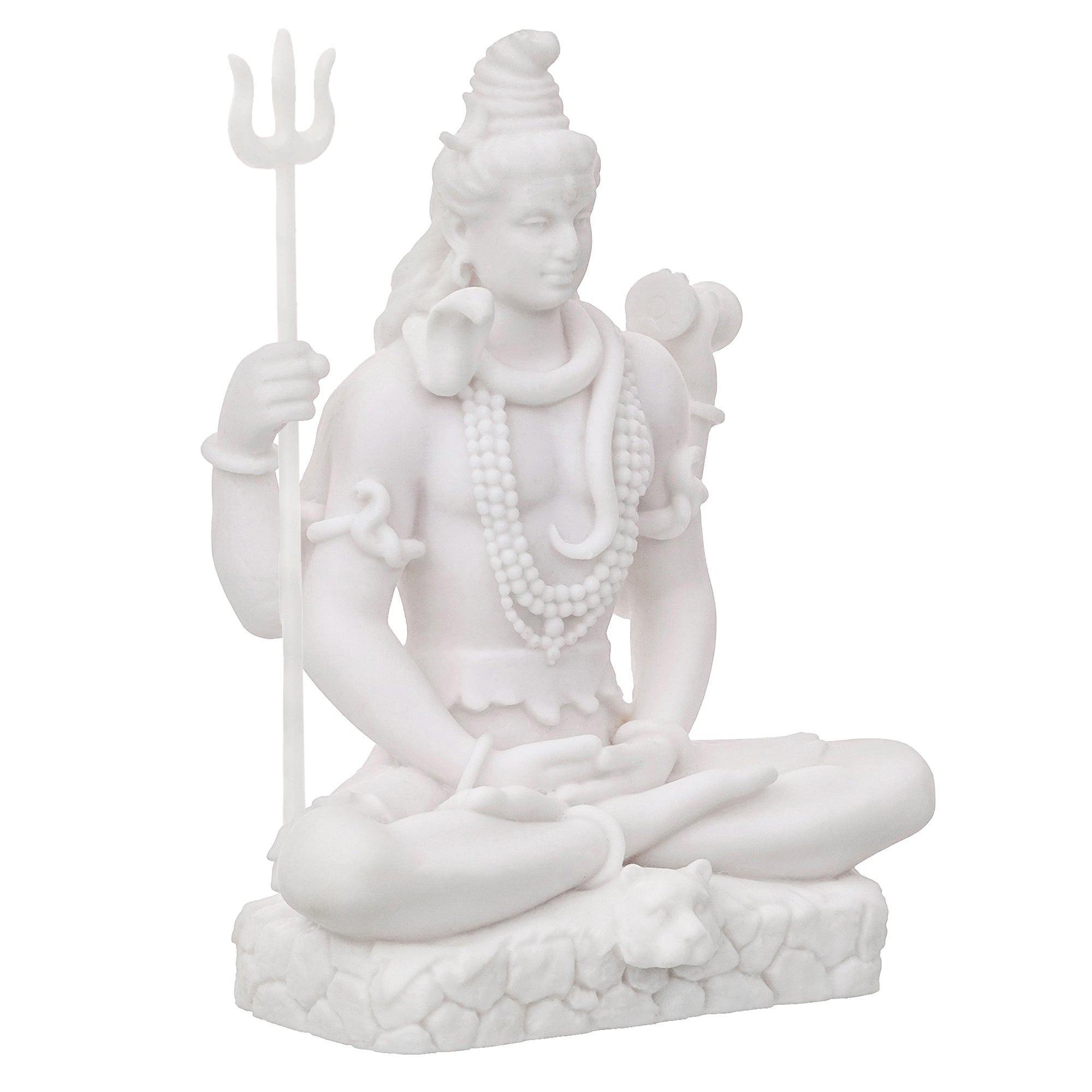 White Polyresin Lord Shiva with Trishul Statue 4