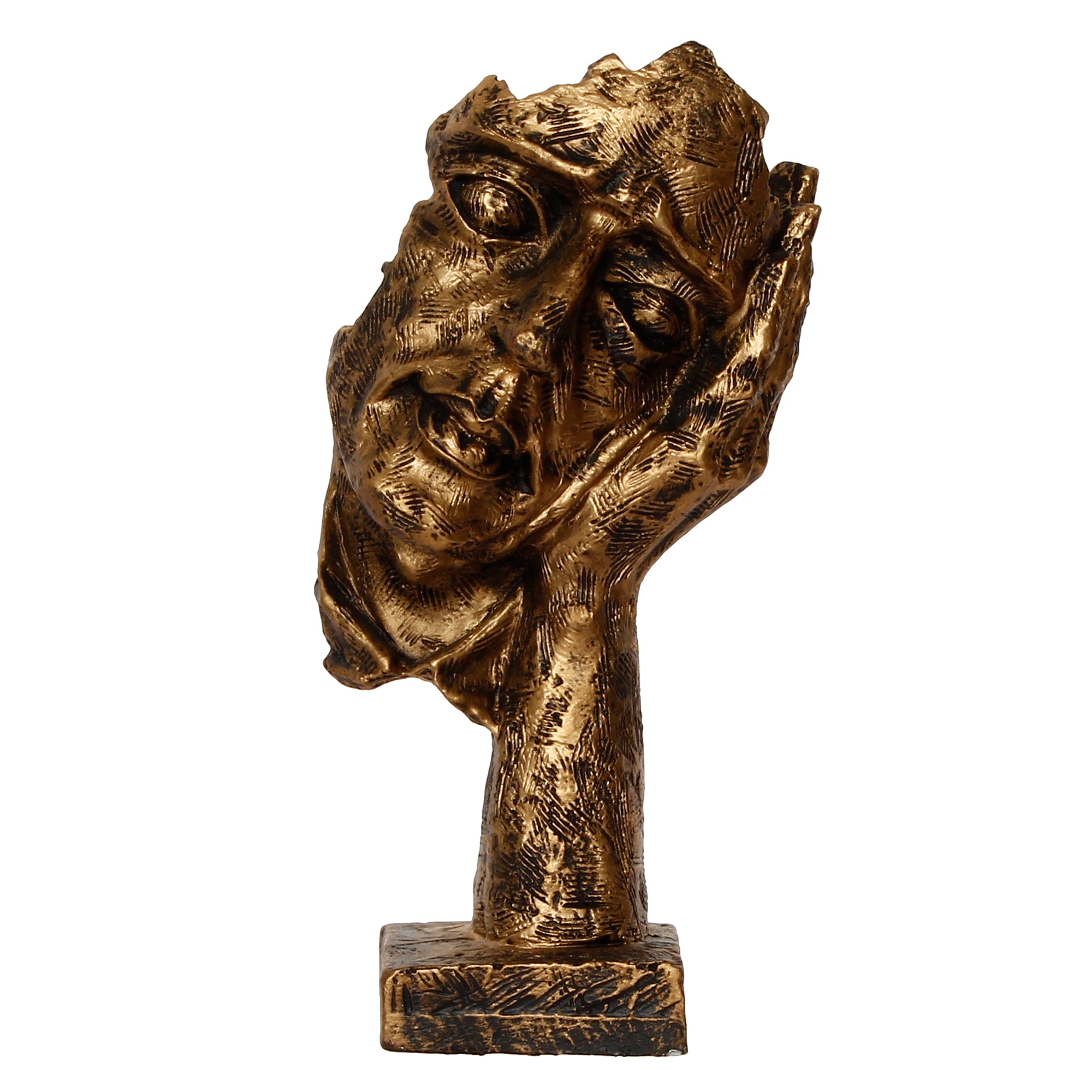 Brown Antique Finish Polyresin Man Face resting on hand Handcrafted Decorative Showpiece 2