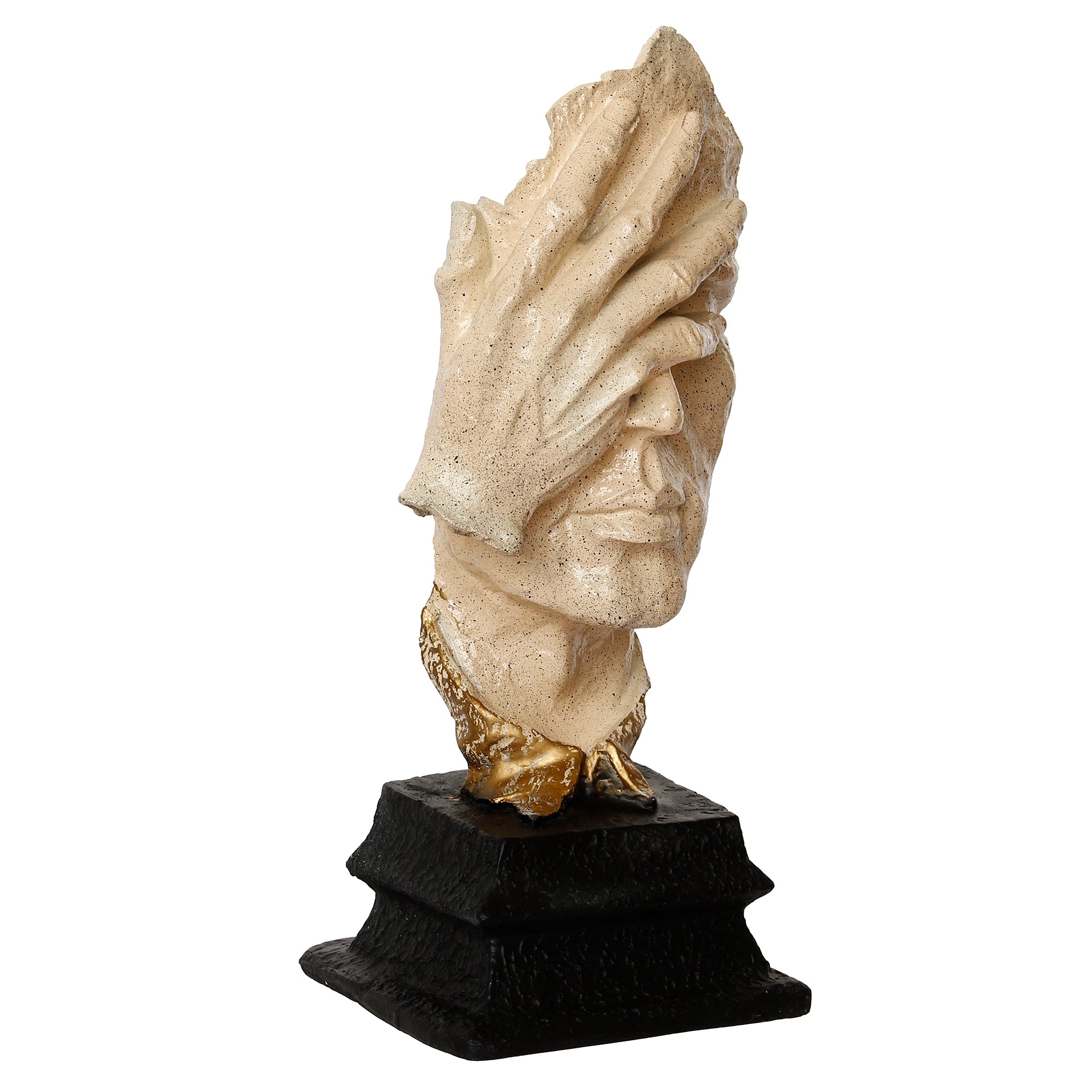 White Antique Finish Polyresin Man Hand on Face Handcrafted Decorative Showpiece 5