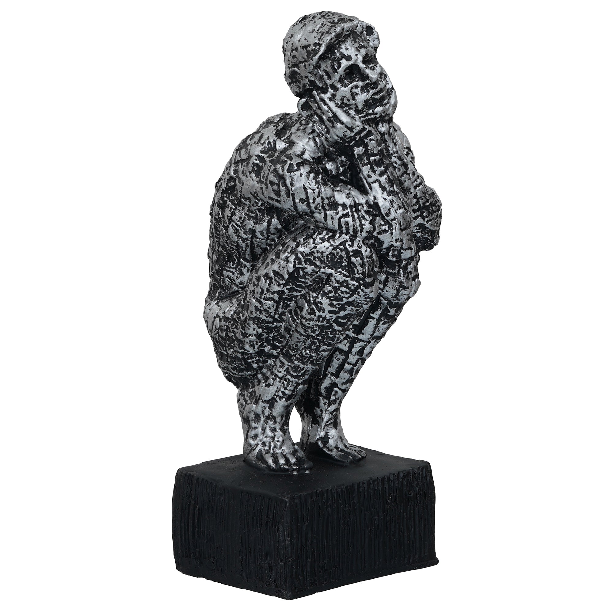 Silver Polyresin Man Sitting & Thinking Human Figurine 2