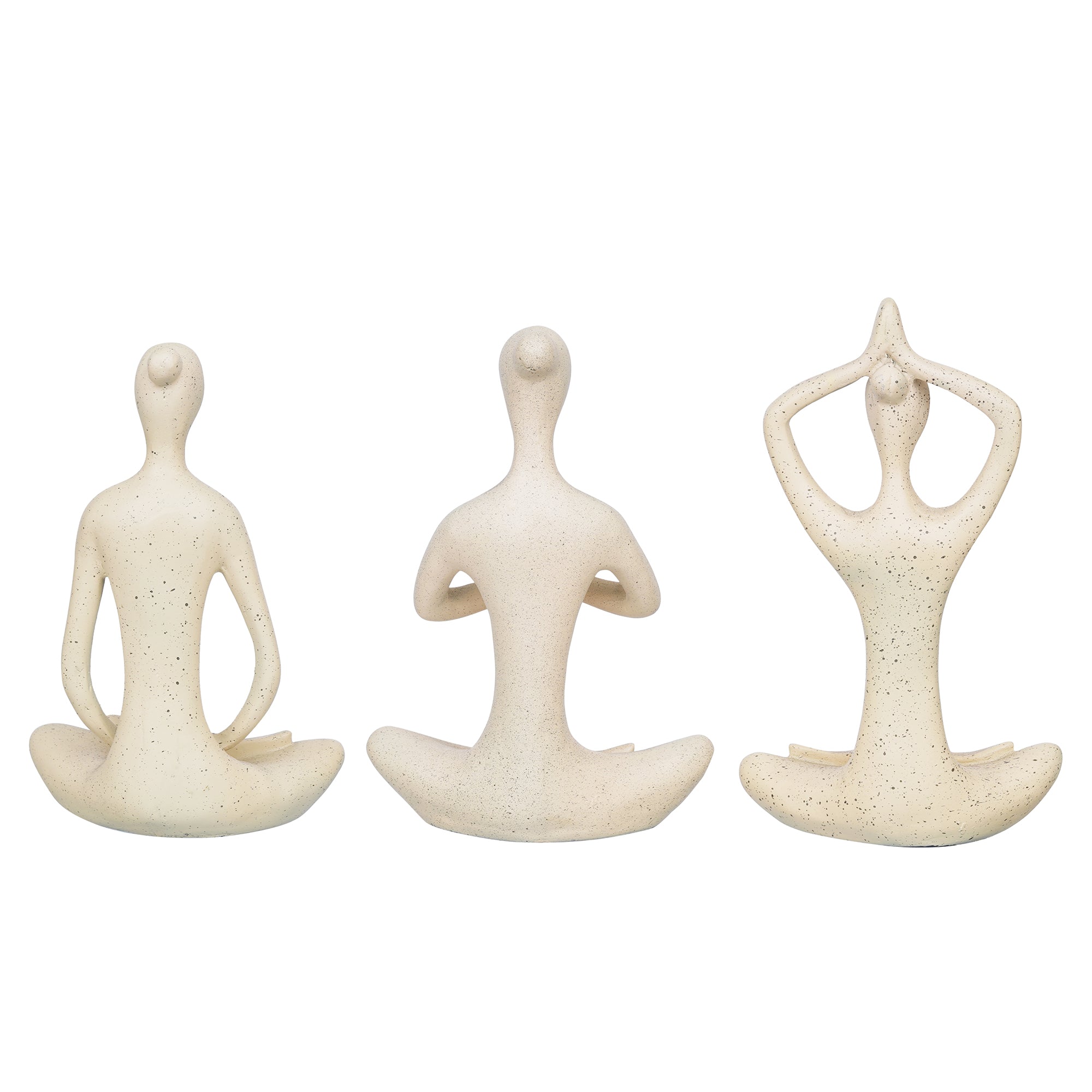 eCraftIndia Set of 3 White Polyresin Human Figurines Yoga Statues Decorative Showpieces 8