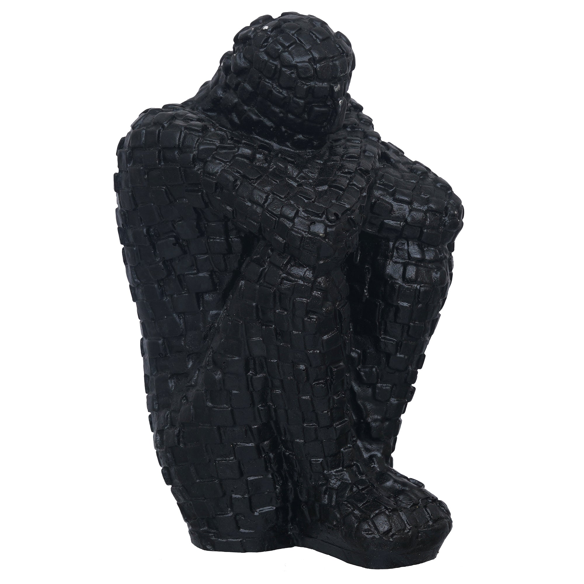 eCraftIndia Black Polyresin Handcrafted Thinking Man Statue Human Figurine 2